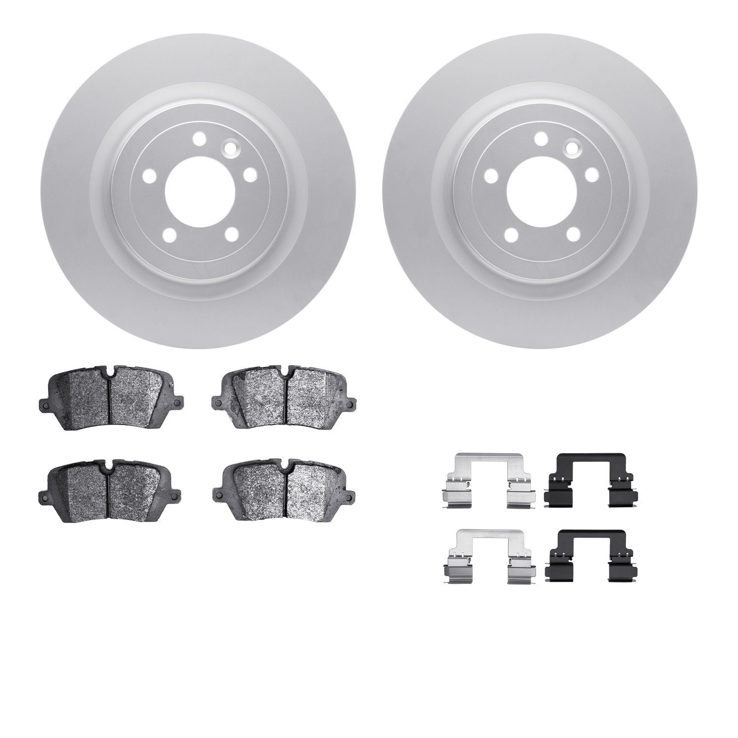 4512-11061 Geospec Brake Rotors w/5000 Advanced Brake Pads Kit & Hardware, 2013-2021 Land Rover, Position: Rear