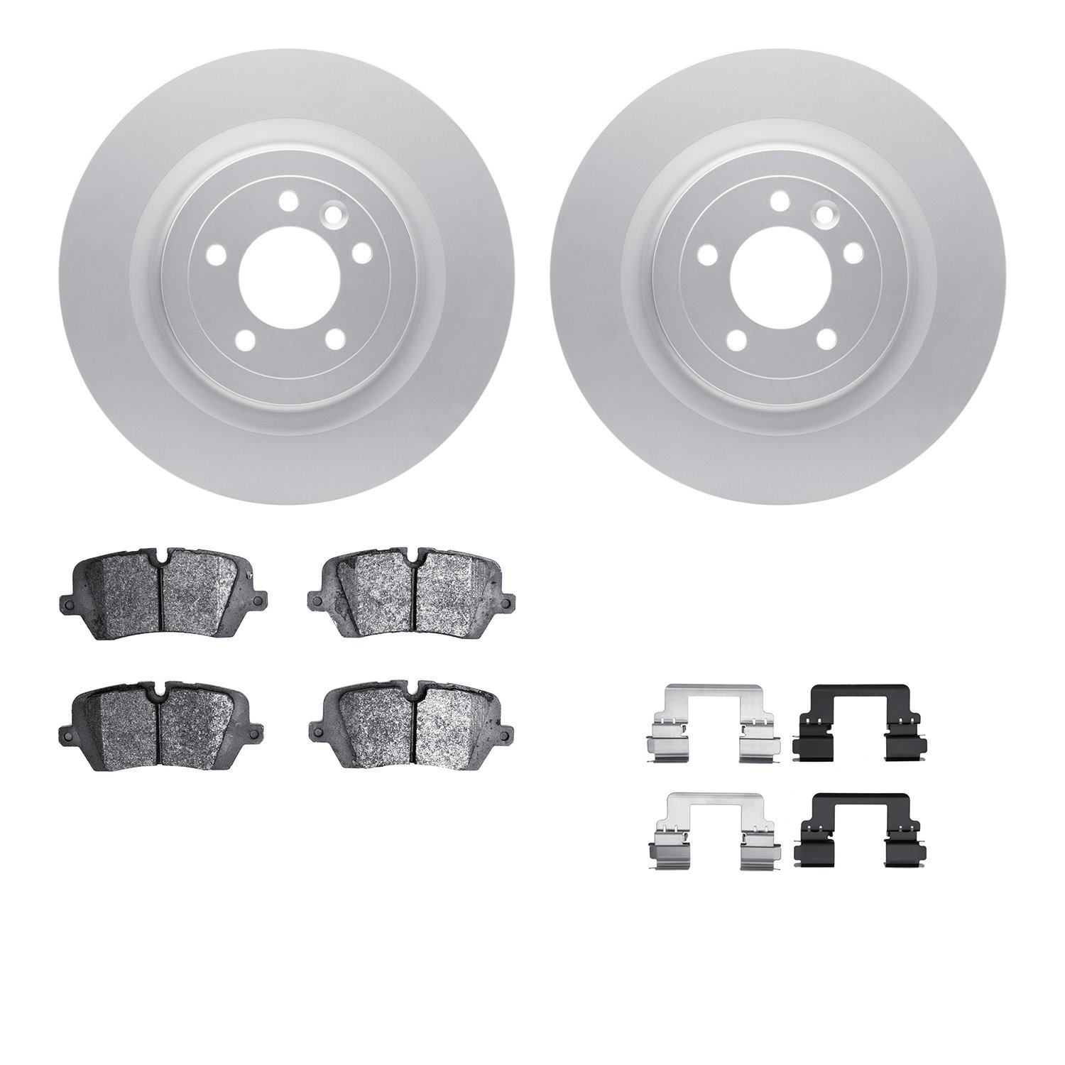 4512-11062 Geospec Brake Rotors w/5000 Advanced Brake Pads Kit & Hardware, Fits Select Land Rover, Position: Rear