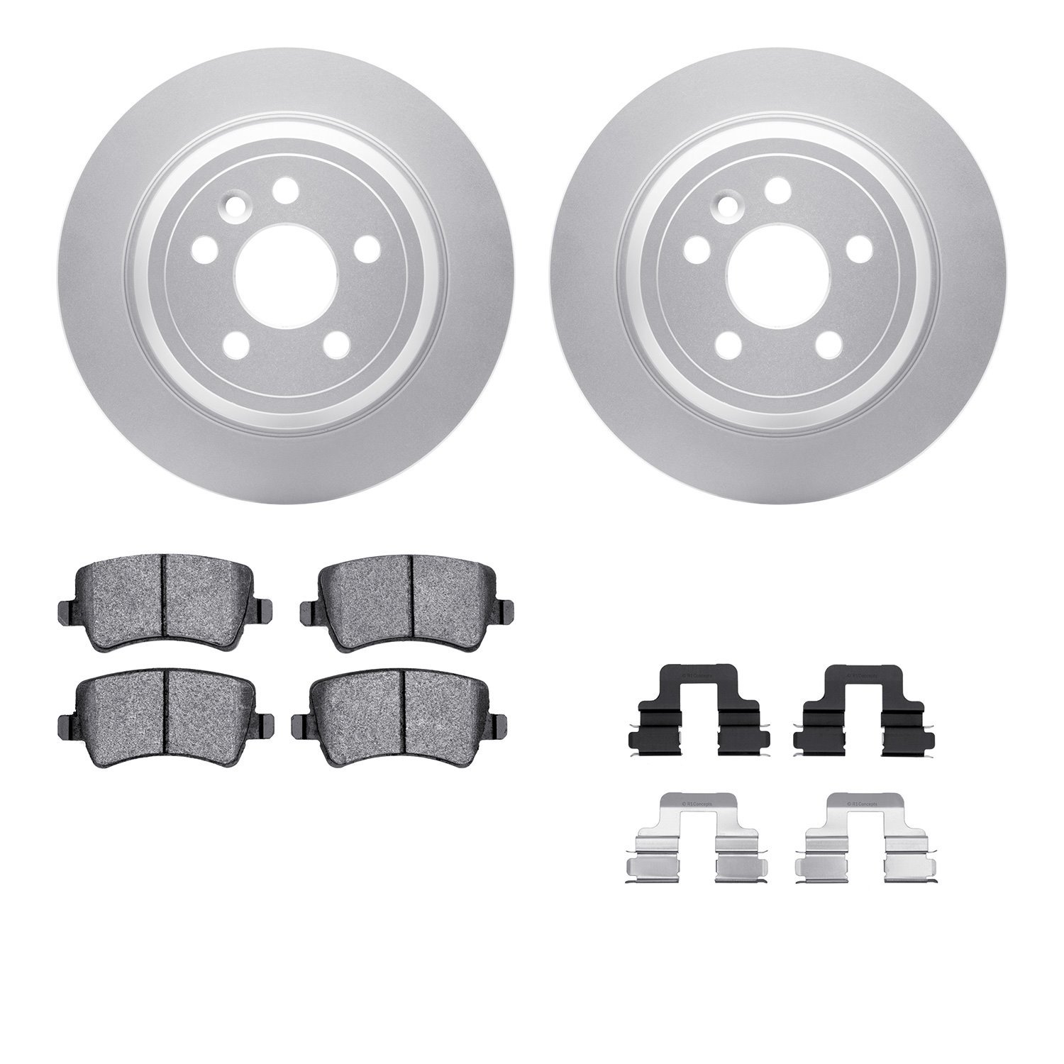 4512-11063 Geospec Brake Rotors w/5000 Advanced Brake Pads Kit & Hardware, 2013-2015 Land Rover, Position: Rear