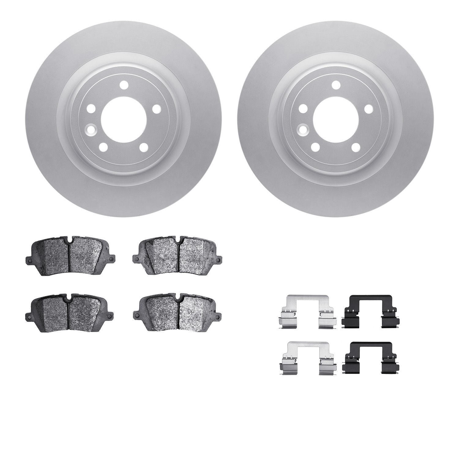 4512-11067 Geospec Brake Rotors w/5000 Advanced Brake Pads Kit & Hardware, Fits Select Land Rover, Position: Rear