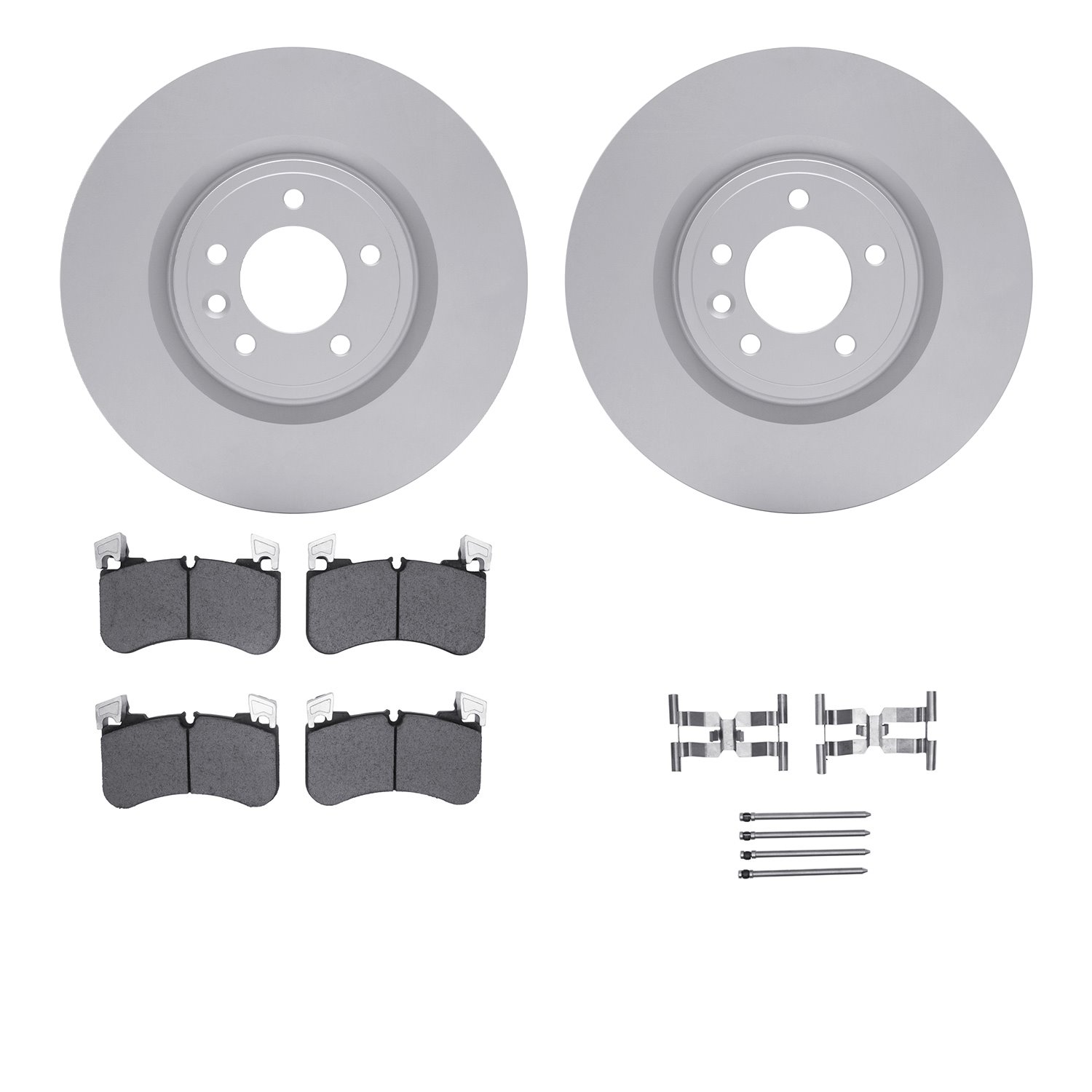 4512-11076 Geospec Brake Rotors w/5000 Advanced Brake Pads Kit & Hardware, 2018-2021 Land Rover, Position: Front