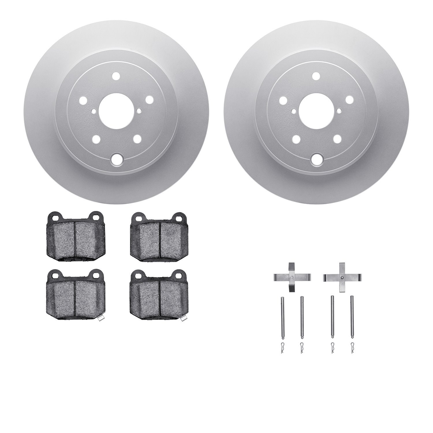4512-13065 Geospec Brake Rotors w/5000 Advanced Brake Pads Kit & Hardware, 2008-2020 Subaru, Position: Rear