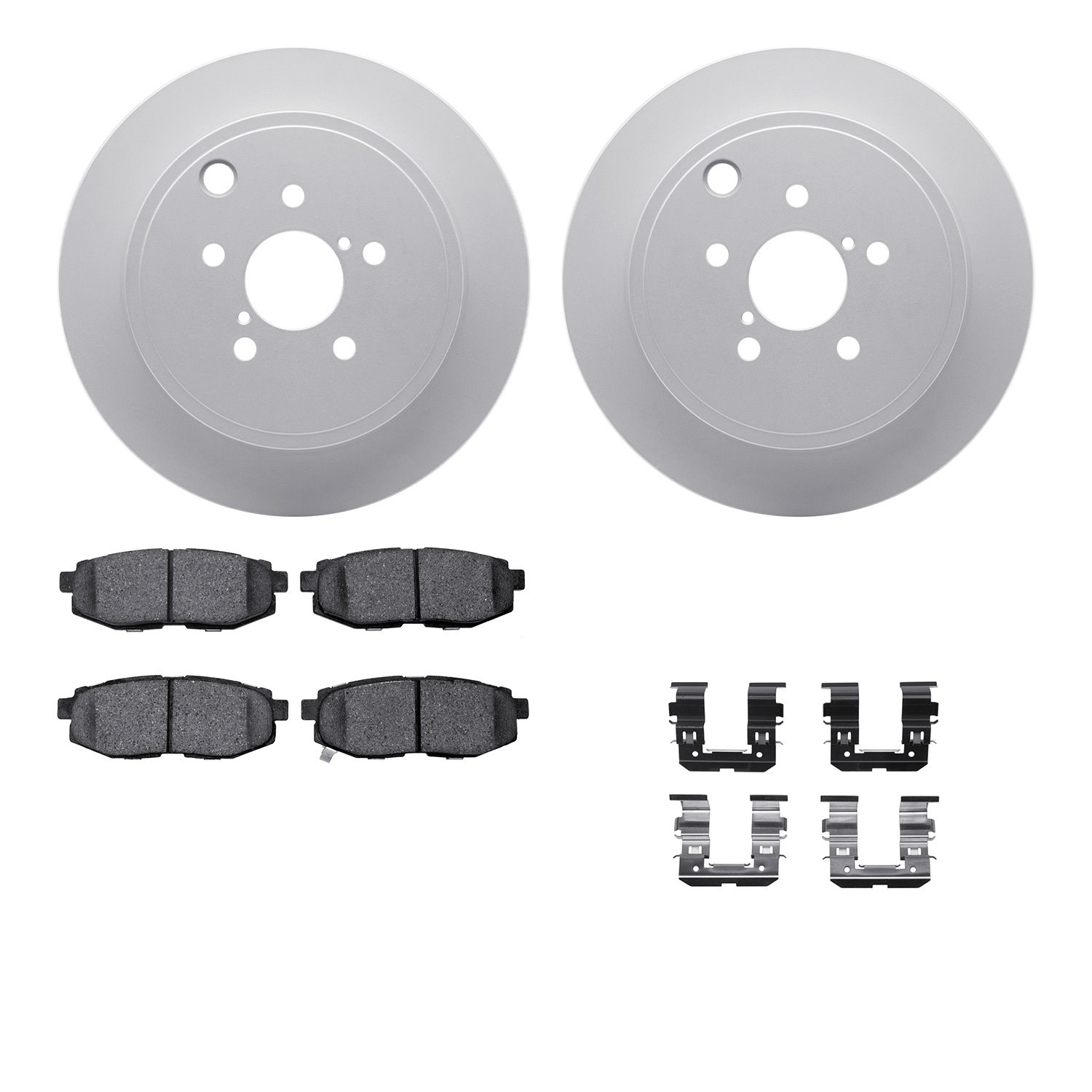 4512-13066 Geospec Brake Rotors w/5000 Advanced Brake Pads Kit & Hardware, Fits Select Multiple Makes/Models, Position: Rear