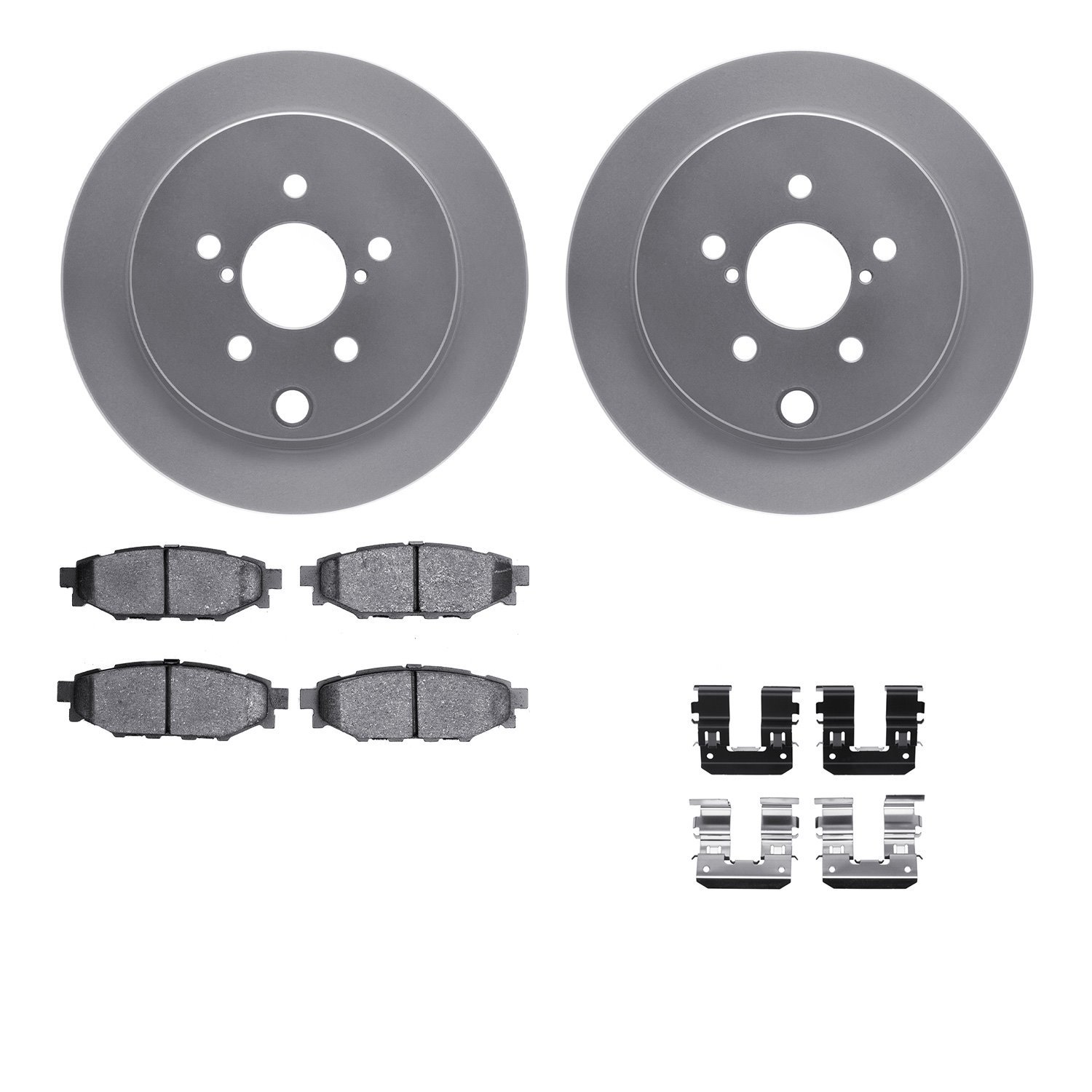 4512-13068 Geospec Brake Rotors w/5000 Advanced Brake Pads Kit & Hardware, Fits Select Subaru, Position: Rear