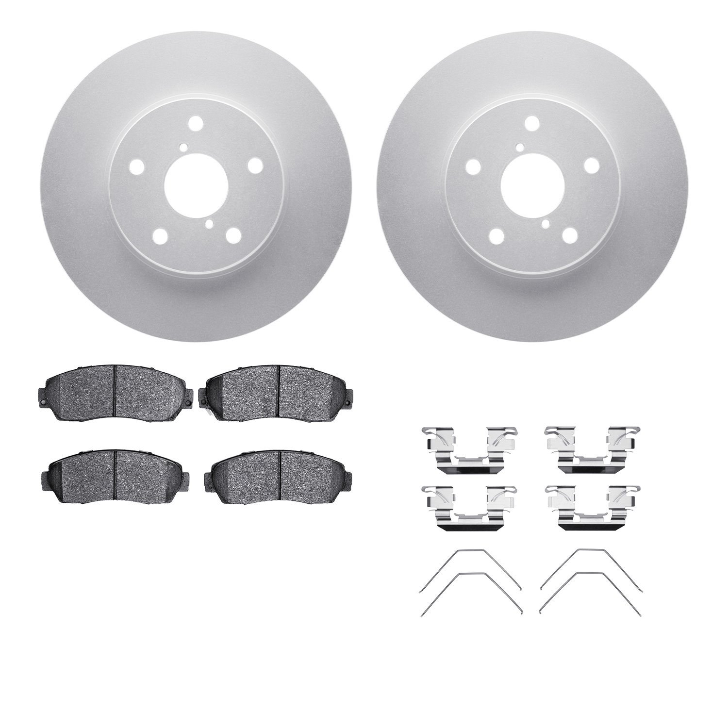 4512-13071 Geospec Brake Rotors w/5000 Advanced Brake Pads Kit & Hardware, 2016-2019 Subaru, Position: Front