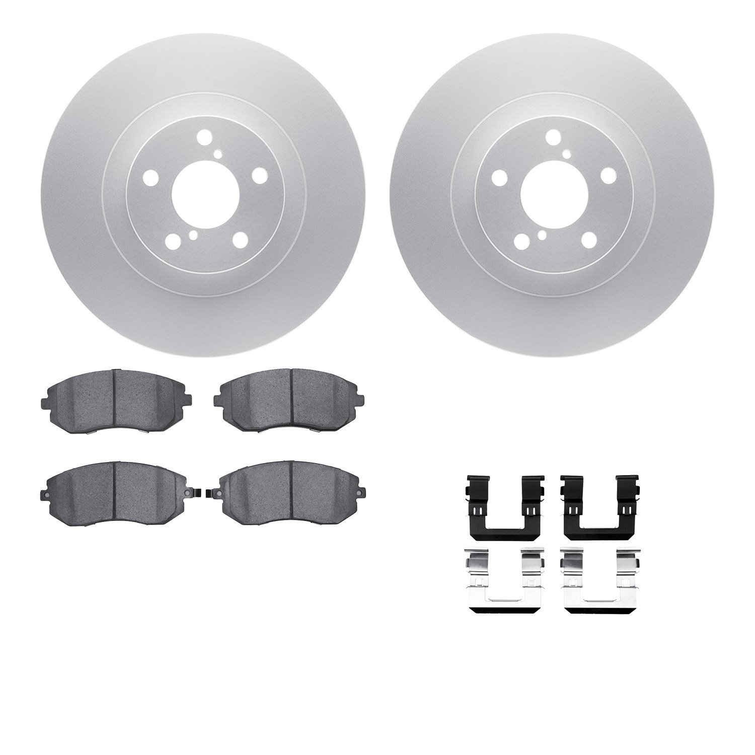 4512-13076 Geospec Brake Rotors w/5000 Advanced Brake Pads Kit & Hardware, 2002-2008 GM, Position: Front