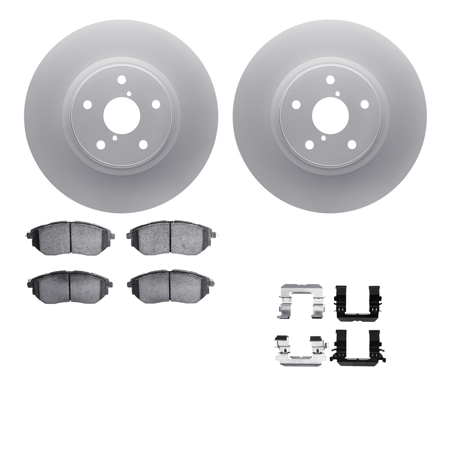 4512-13081 Geospec Brake Rotors w/5000 Advanced Brake Pads Kit & Hardware, 2006-2021 Subaru, Position: Front