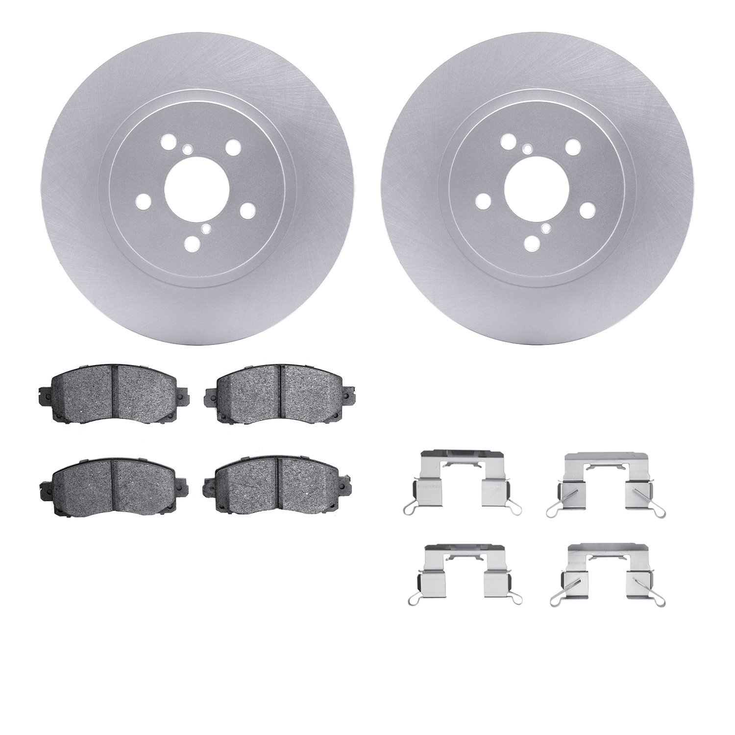 4512-13083 Geospec Brake Rotors w/5000 Advanced Brake Pads Kit & Hardware, Fits Select Subaru, Position: Front