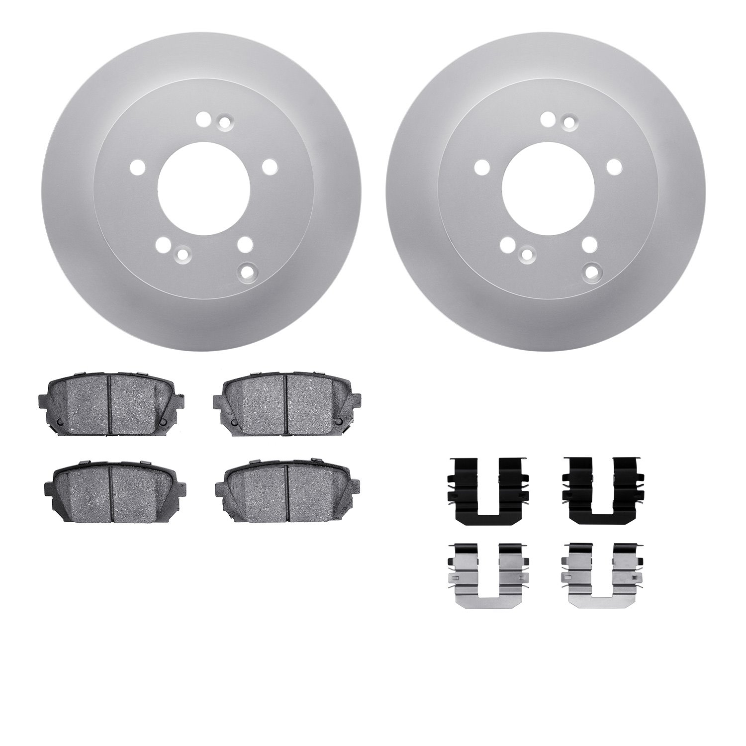 4512-21044 Geospec Brake Rotors w/5000 Advanced Brake Pads Kit & Hardware, 2007-2012 Kia/Hyundai/Genesis, Position: Rear