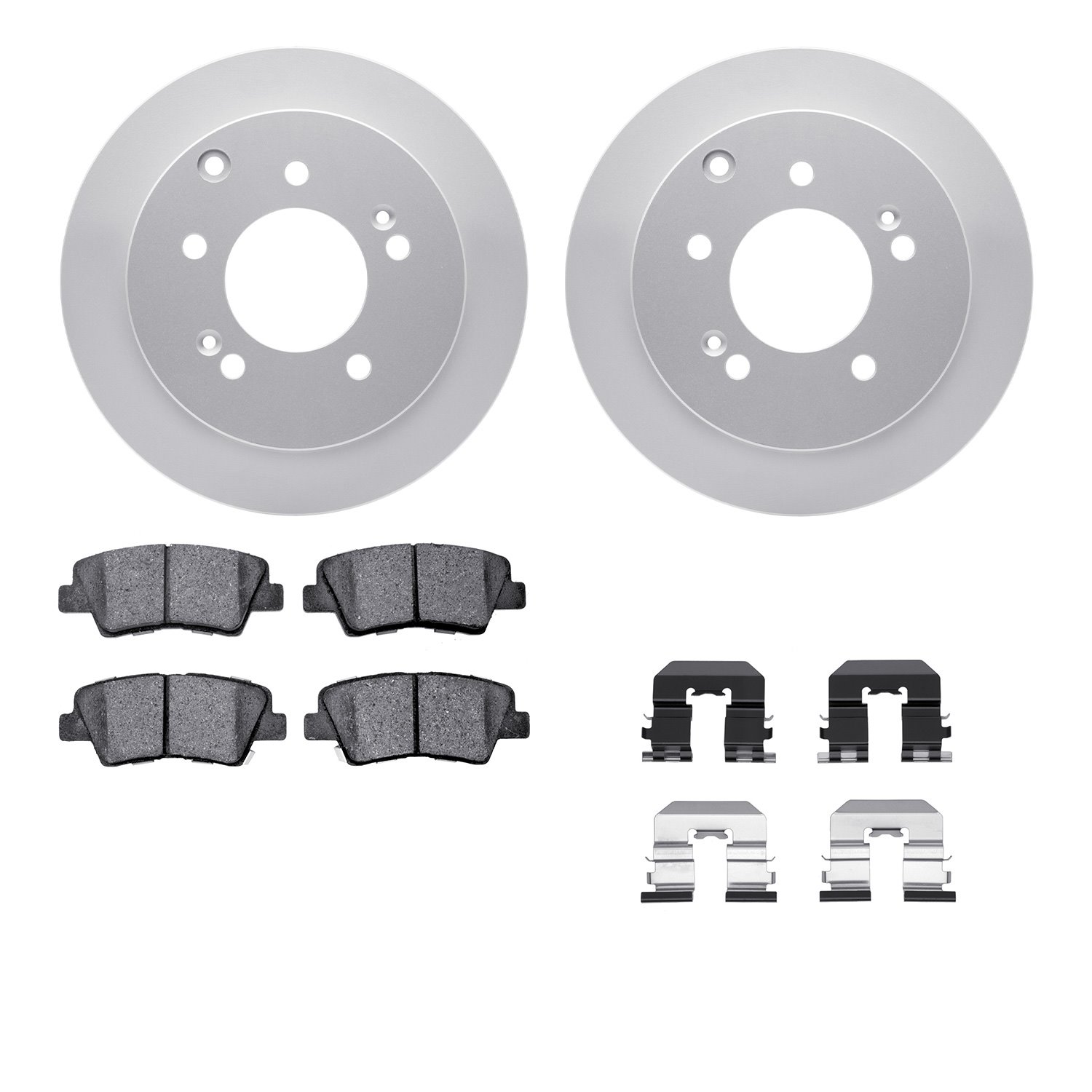 4512-21050 Geospec Brake Rotors w/5000 Advanced Brake Pads Kit & Hardware, 2010-2013 Kia/Hyundai/Genesis, Position: Rear