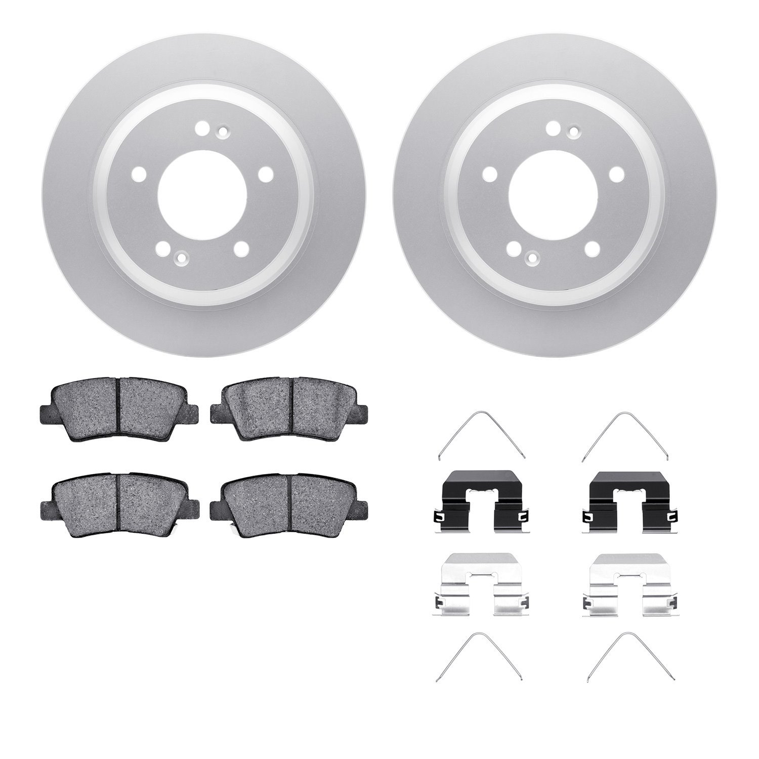 4512-21051 Geospec Brake Rotors w/5000 Advanced Brake Pads Kit & Hardware, Fits Select Kia/Hyundai/Genesis, Position: Rear