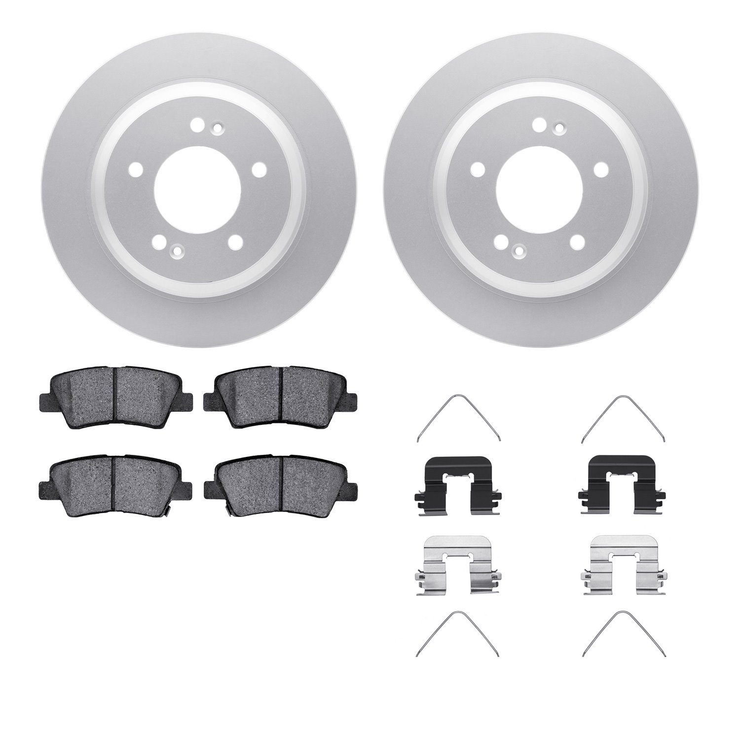 4512-21052 Geospec Brake Rotors w/5000 Advanced Brake Pads Kit & Hardware, Fits Select Kia/Hyundai/Genesis, Position: Rear