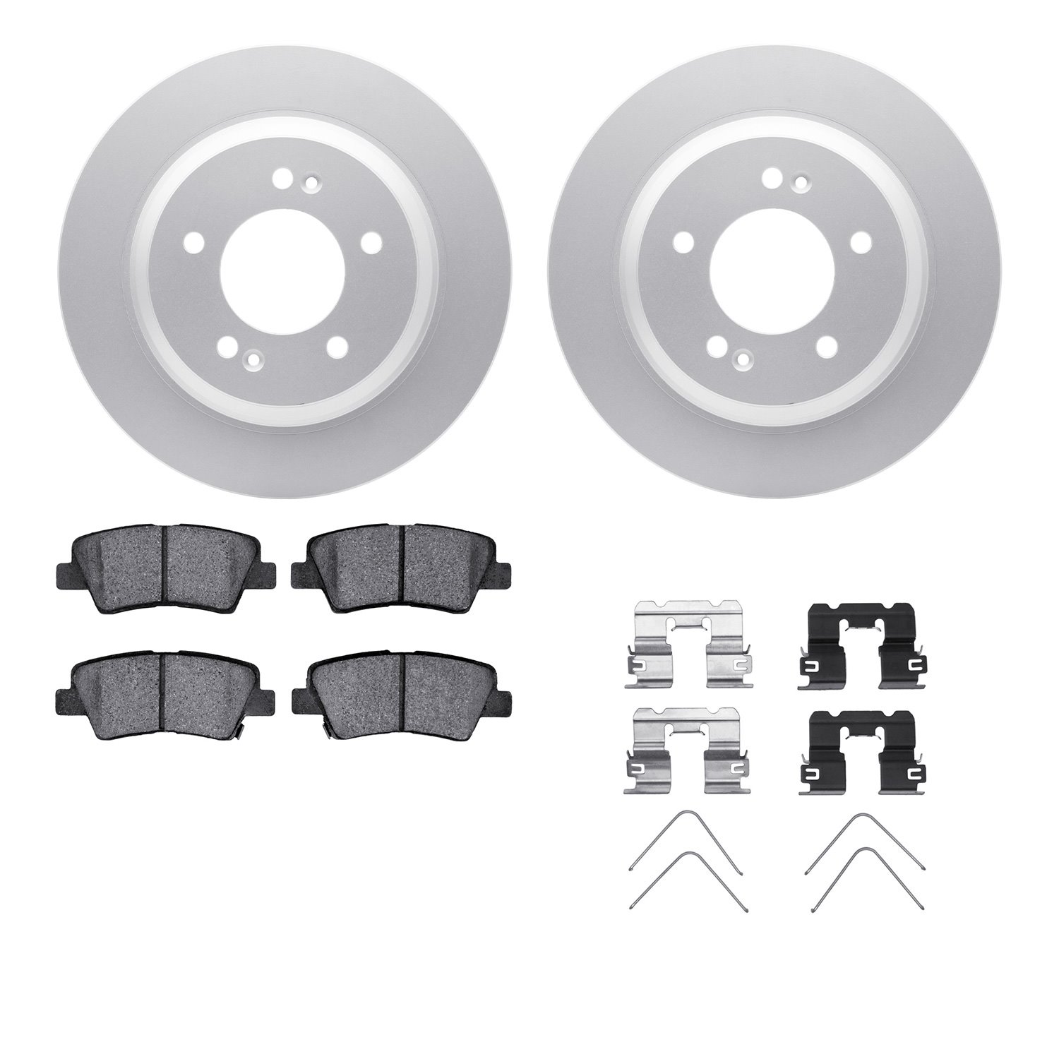 4512-21053 Geospec Brake Rotors w/5000 Advanced Brake Pads Kit & Hardware, 2018-2020 Kia/Hyundai/Genesis, Position: Rear