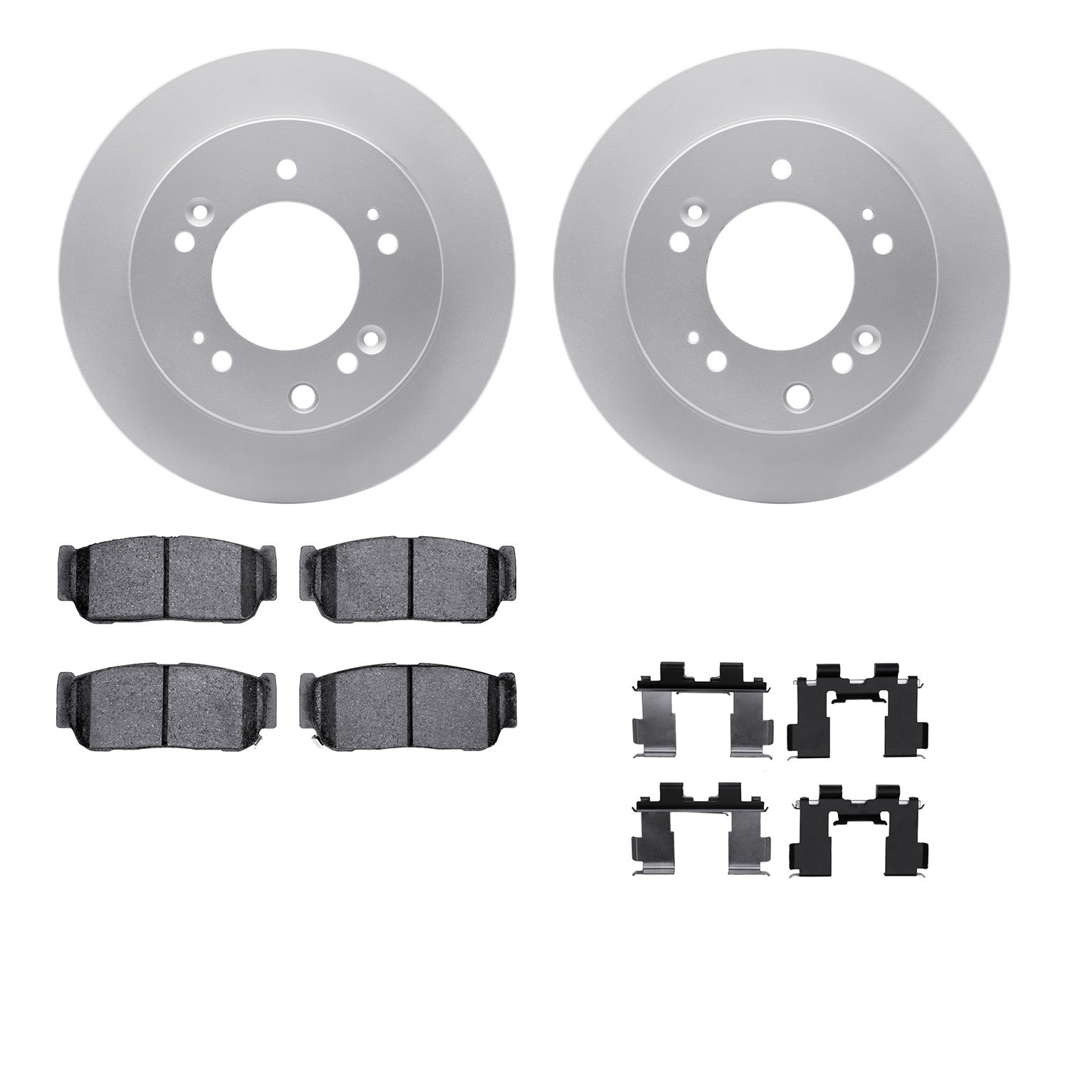 4512-21067 Geospec Brake Rotors w/5000 Advanced Brake Pads Kit & Hardware, 2007-2009 Kia/Hyundai/Genesis, Position: Rear