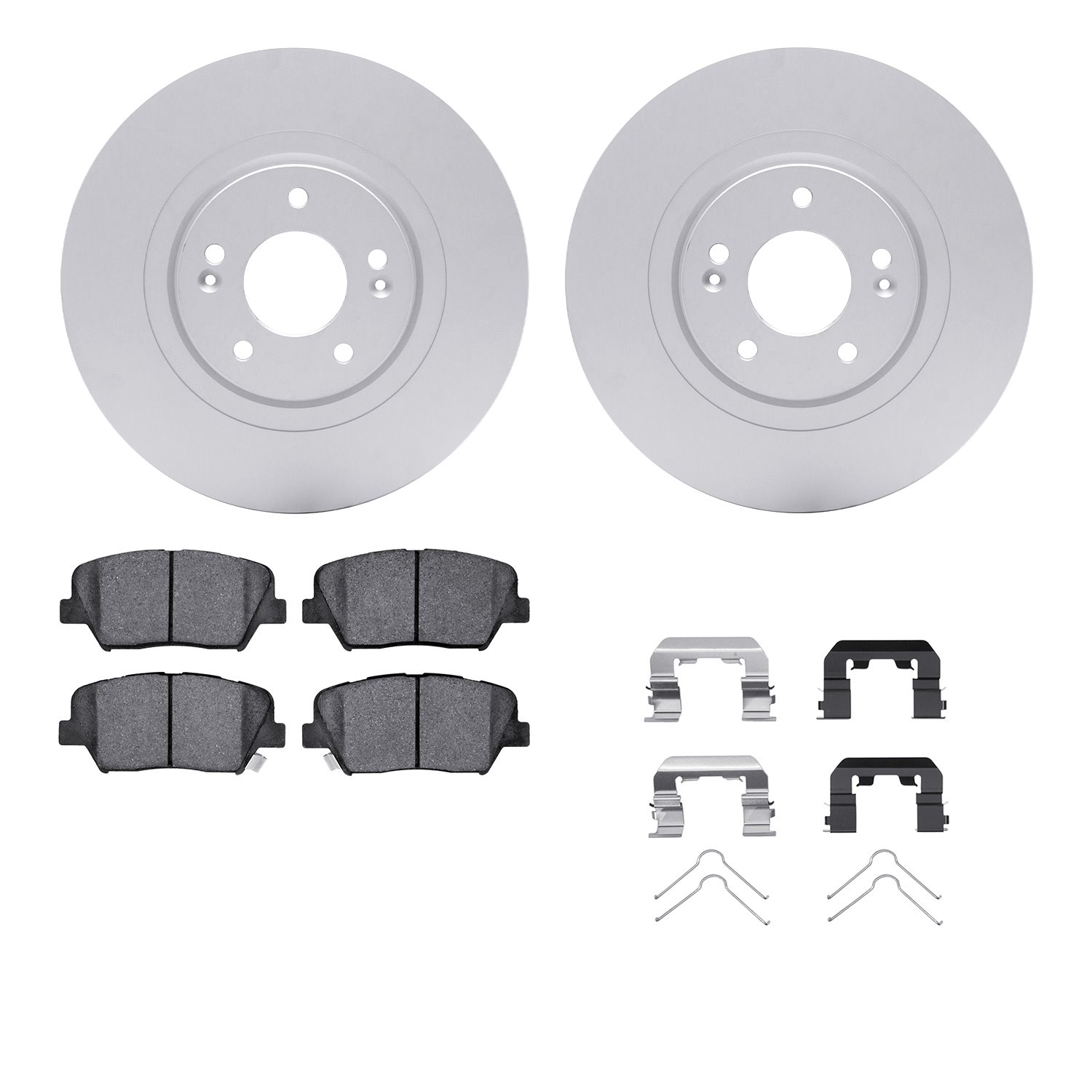 4512-21071 Geospec Brake Rotors w/5000 Advanced Brake Pads Kit & Hardware, 2015-2020 Kia/Hyundai/Genesis, Position: Front