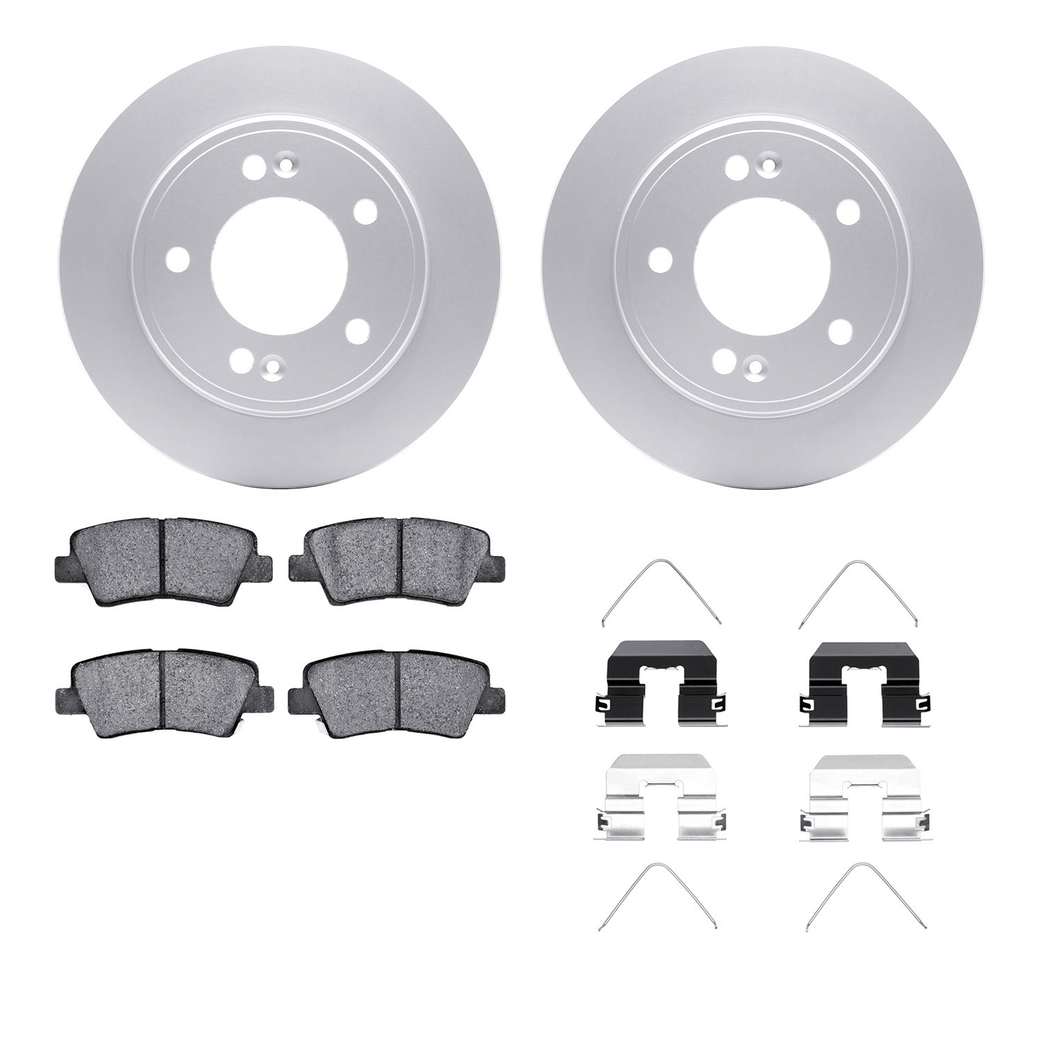 4512-21074 Geospec Brake Rotors w/5000 Advanced Brake Pads Kit & Hardware, Fits Select Kia/Hyundai/Genesis, Position: Rear