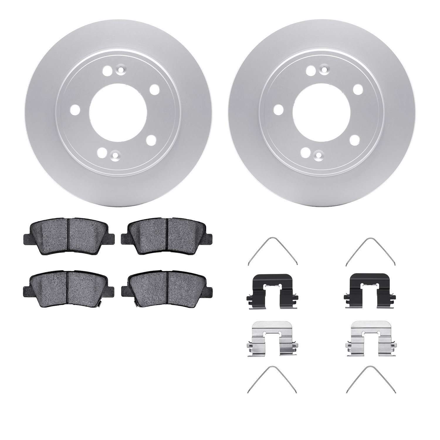 4512-21075 Geospec Brake Rotors w/5000 Advanced Brake Pads Kit & Hardware, Fits Select Kia/Hyundai/Genesis, Position: Rear