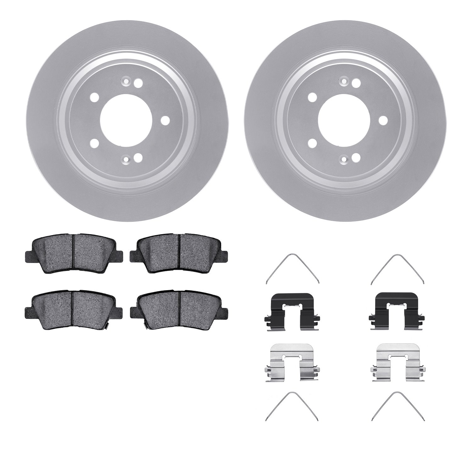 4512-21077 Geospec Brake Rotors w/5000 Advanced Brake Pads Kit & Hardware, Fits Select Kia/Hyundai/Genesis, Position: Rear
