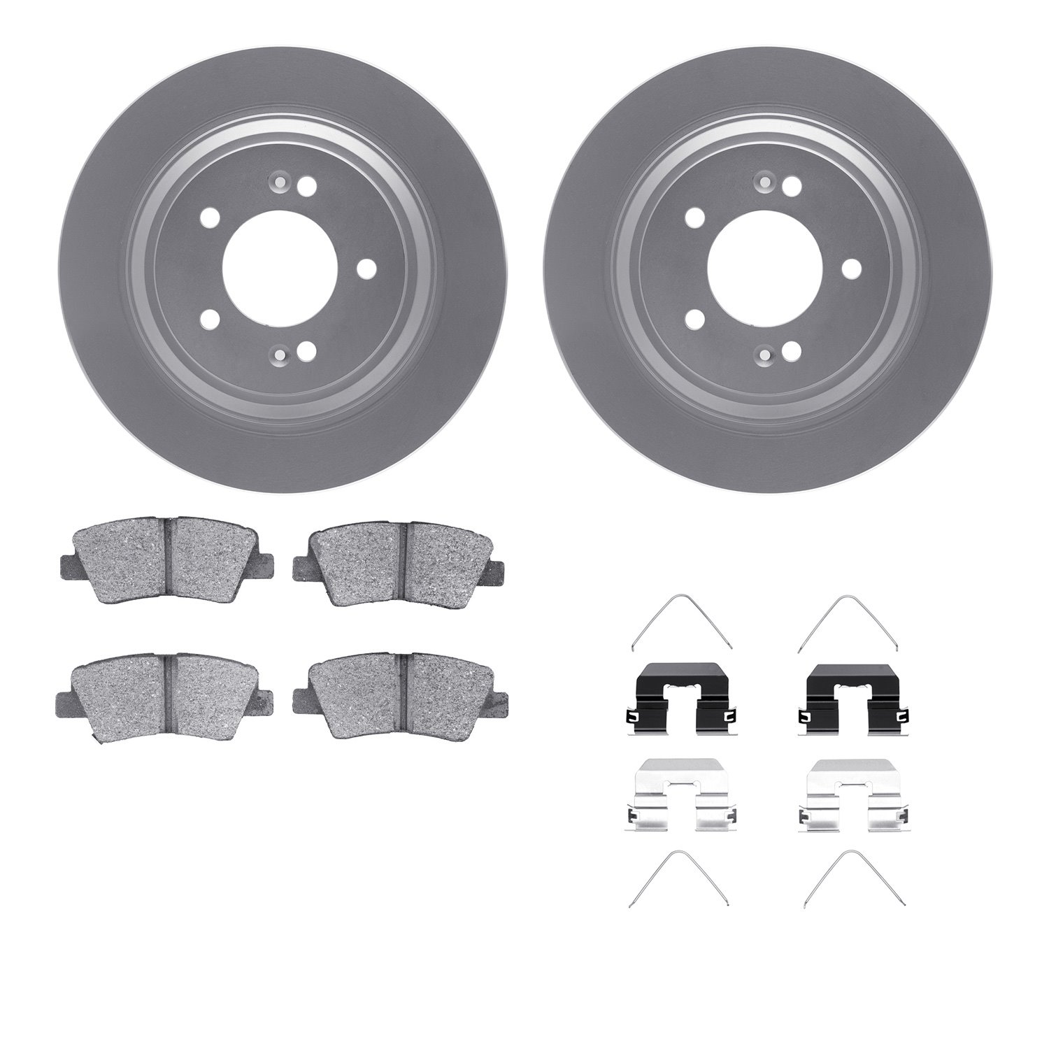 4512-21078 Geospec Brake Rotors w/5000 Advanced Brake Pads Kit & Hardware, 2017-2020 Kia/Hyundai/Genesis, Position: Rear