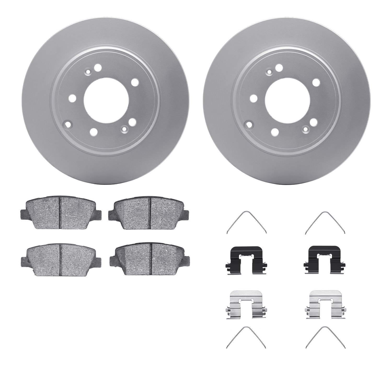 4512-21079 Geospec Brake Rotors w/5000 Advanced Brake Pads Kit & Hardware, 2017-2019 Kia/Hyundai/Genesis, Position: Rear