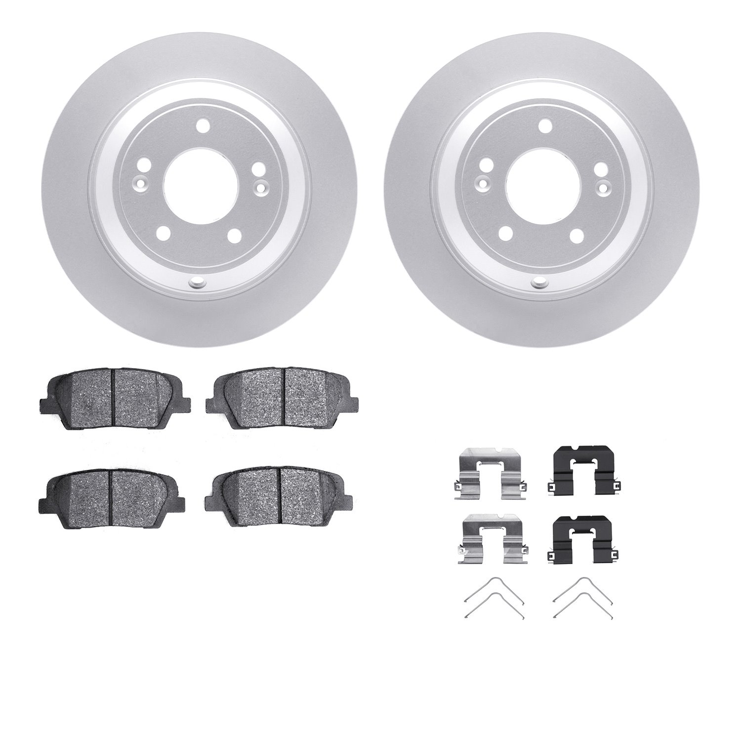 4512-21083 Geospec Brake Rotors w/5000 Advanced Brake Pads Kit & Hardware, Fits Select Kia/Hyundai/Genesis, Position: Rear