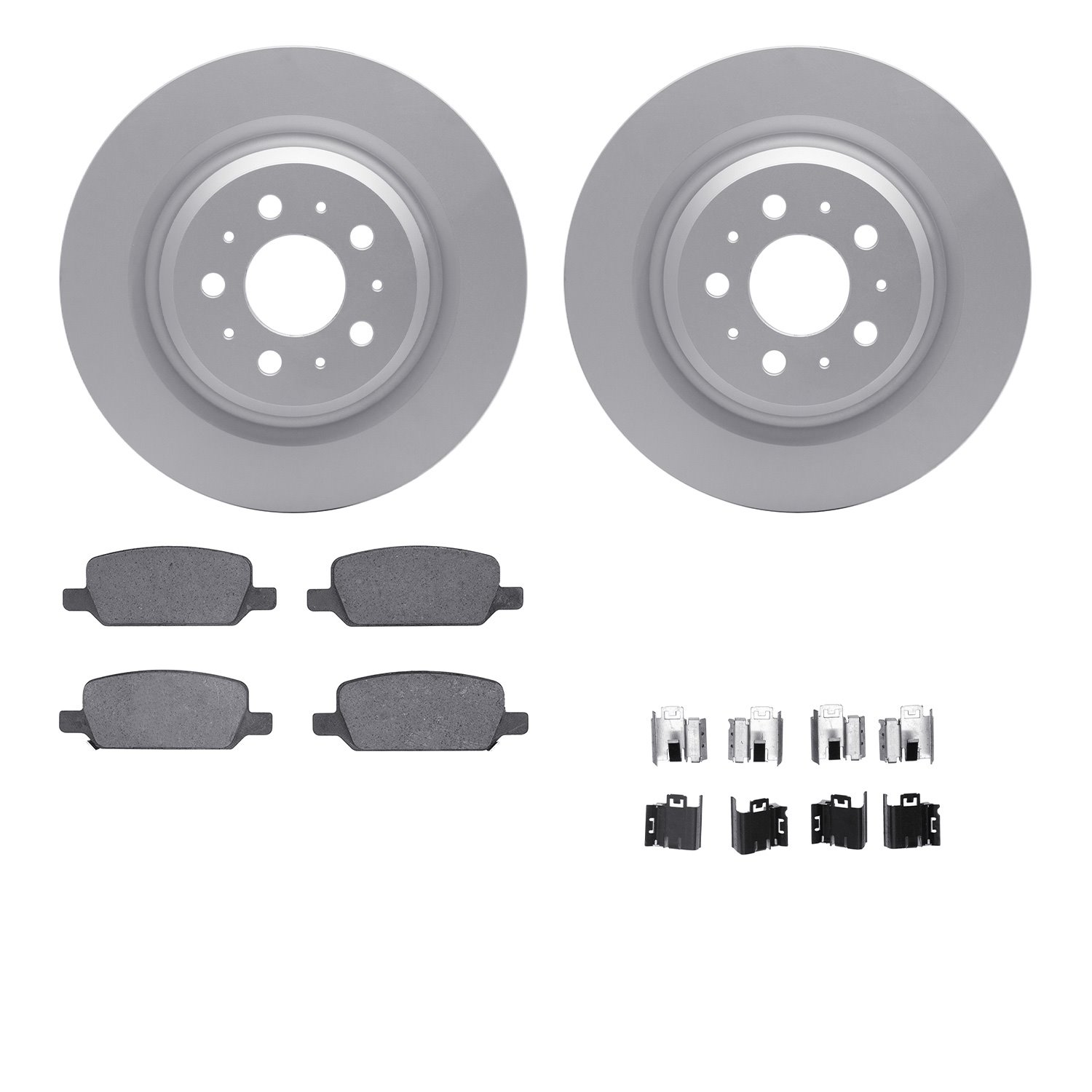 4512-26000 Geospec Brake Rotors w/5000 Advanced Brake Pads Kit & Hardware, Fits Select Tesla, Position: Rear