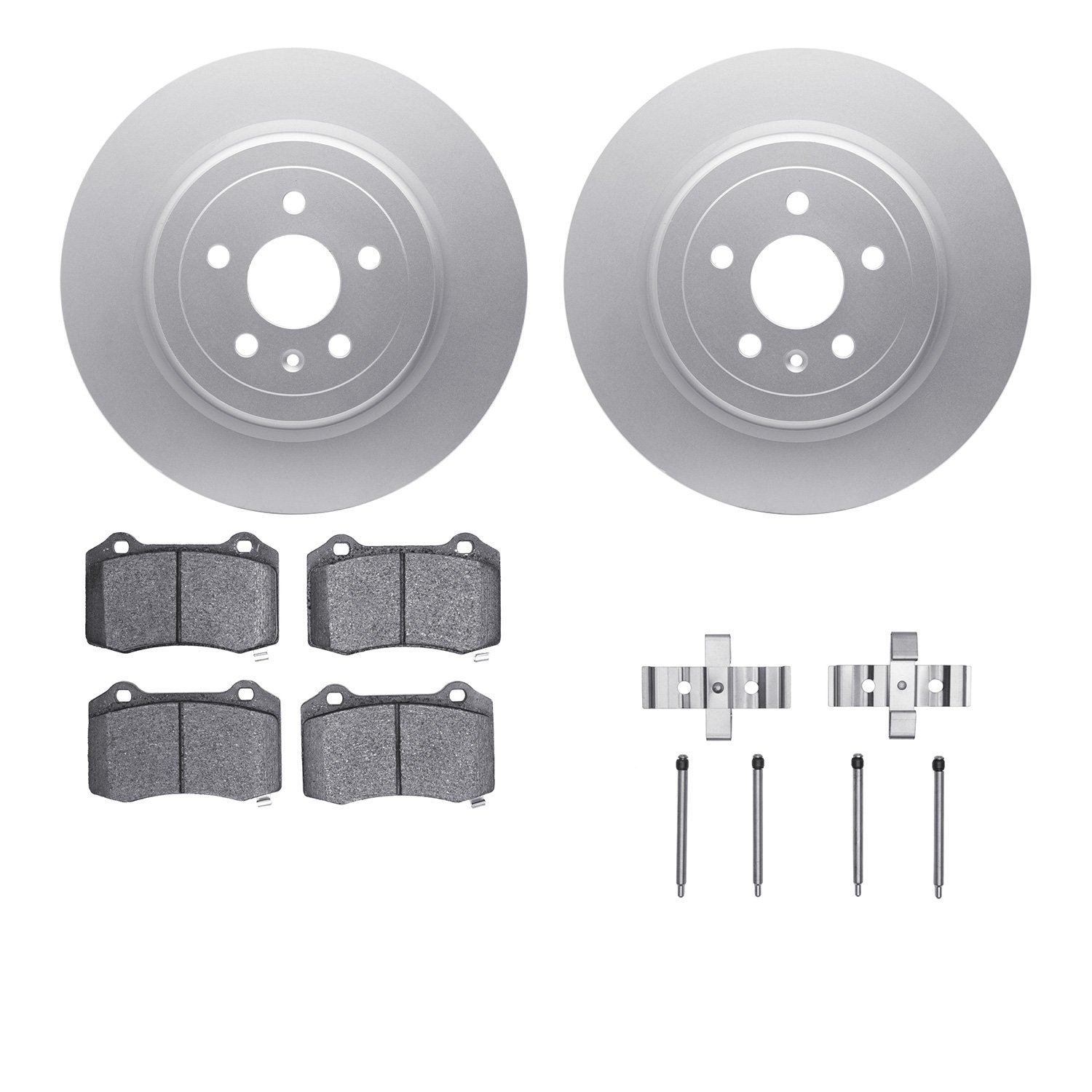 4512-26005 Geospec Brake Rotors w/5000 Advanced Brake Pads Kit & Hardware, 2012-2020 Tesla, Position: Rear