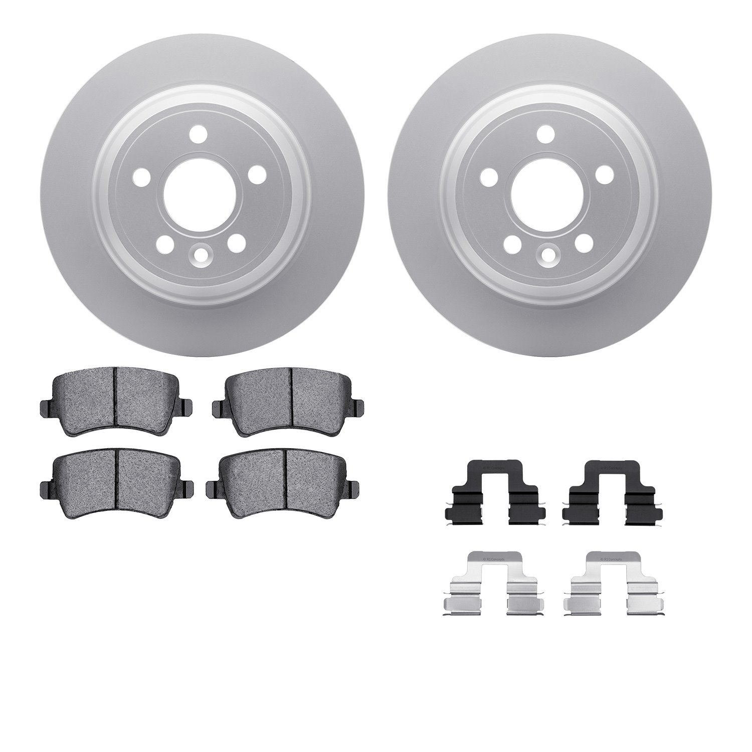 4512-27081 Geospec Brake Rotors w/5000 Advanced Brake Pads Kit & Hardware, 2008-2008 Volvo, Position: Rear