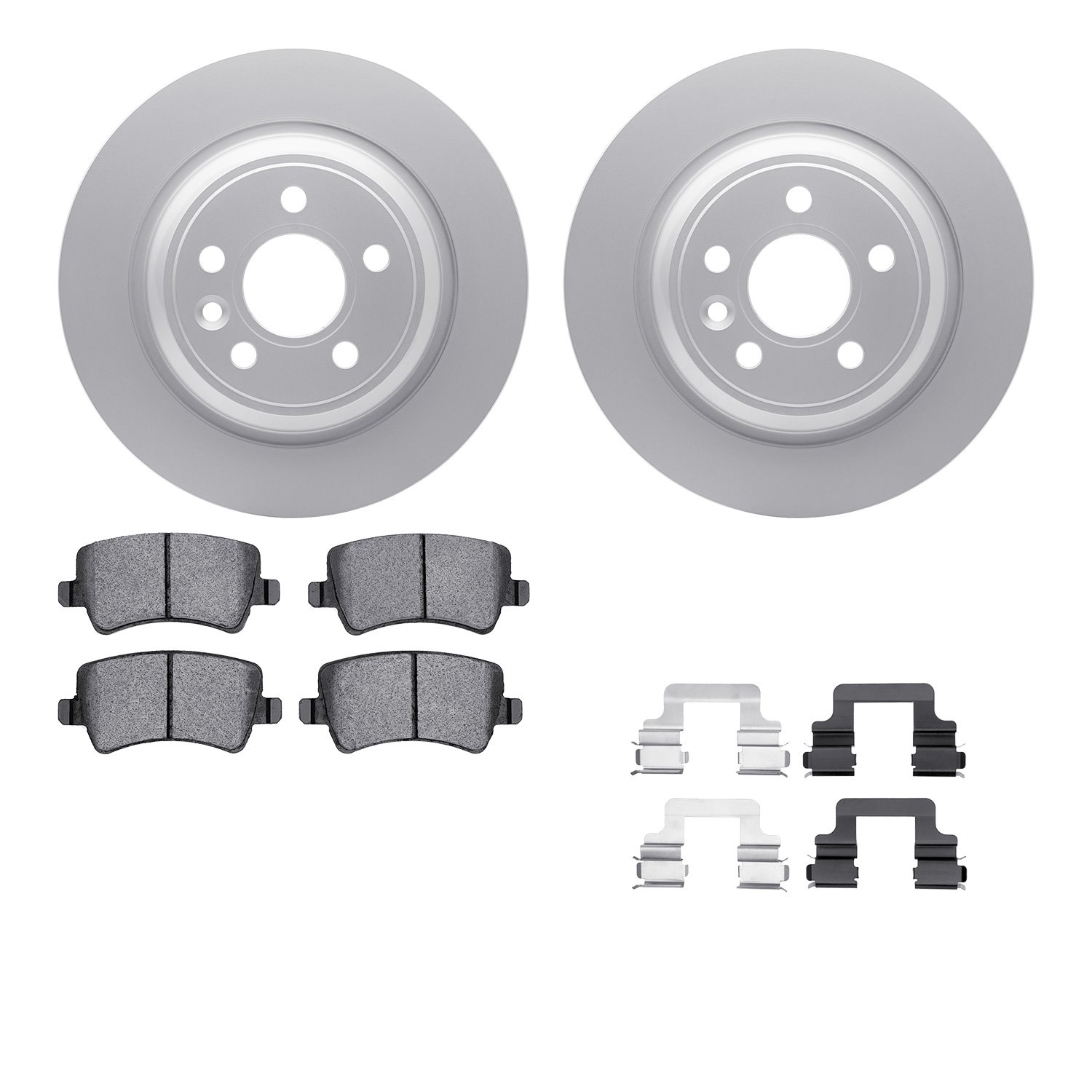 4512-27084 Geospec Brake Rotors w/5000 Advanced Brake Pads Kit & Hardware, 2018-2018 Volvo, Position: Rear