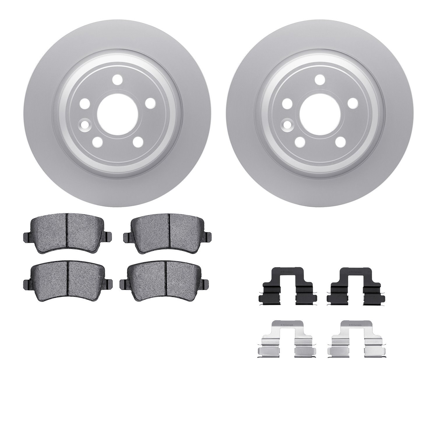 4512-27086 Geospec Brake Rotors w/5000 Advanced Brake Pads Kit & Hardware, 2007-2018 Volvo, Position: Rear