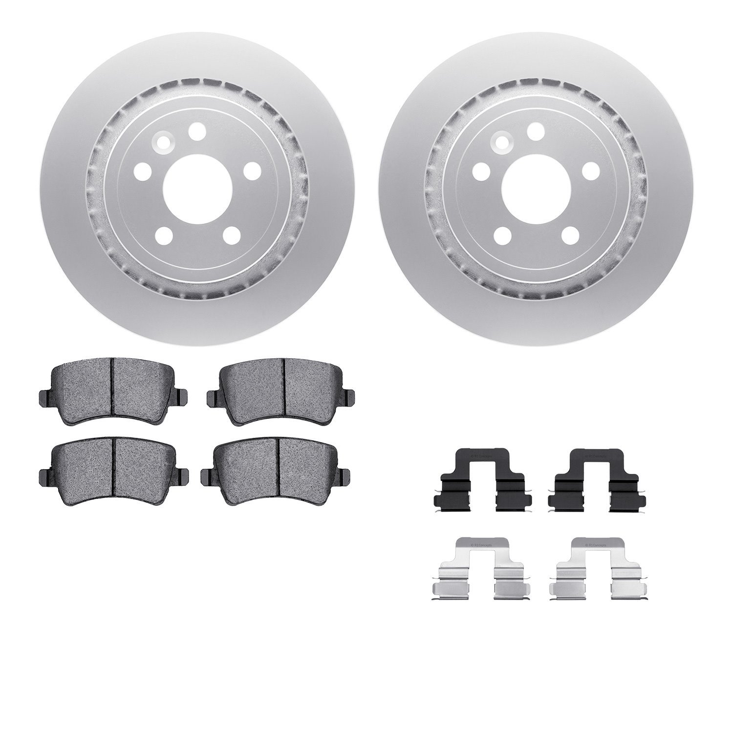 4512-27092 Geospec Brake Rotors w/5000 Advanced Brake Pads Kit & Hardware, 2008-2008 Volvo, Position: Rear
