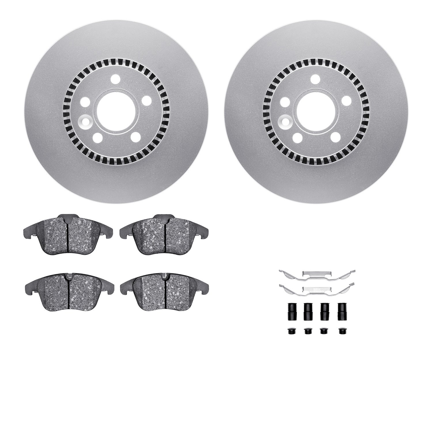4512-27099 Geospec Brake Rotors w/5000 Advanced Brake Pads Kit & Hardware, 2008-2015 Land Rover, Position: Front