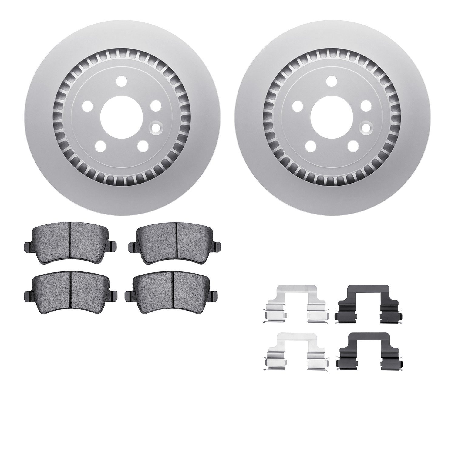 4512-27103 Geospec Brake Rotors w/5000 Advanced Brake Pads Kit & Hardware, 2010-2017 Volvo, Position: Rear