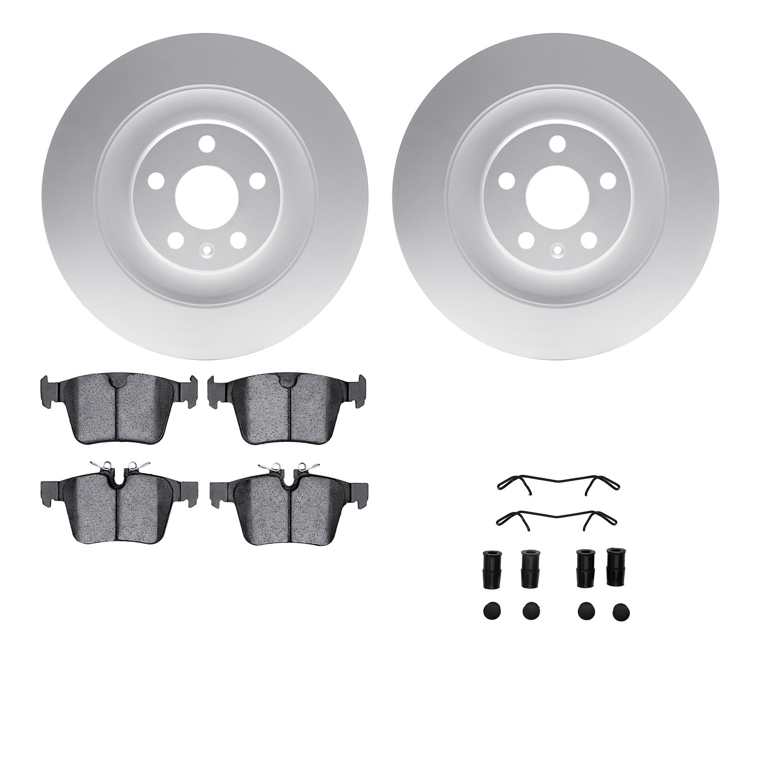 4512-27112 Geospec Brake Rotors w/5000 Advanced Brake Pads Kit & Hardware, 2016-2020 Volvo, Position: Rear