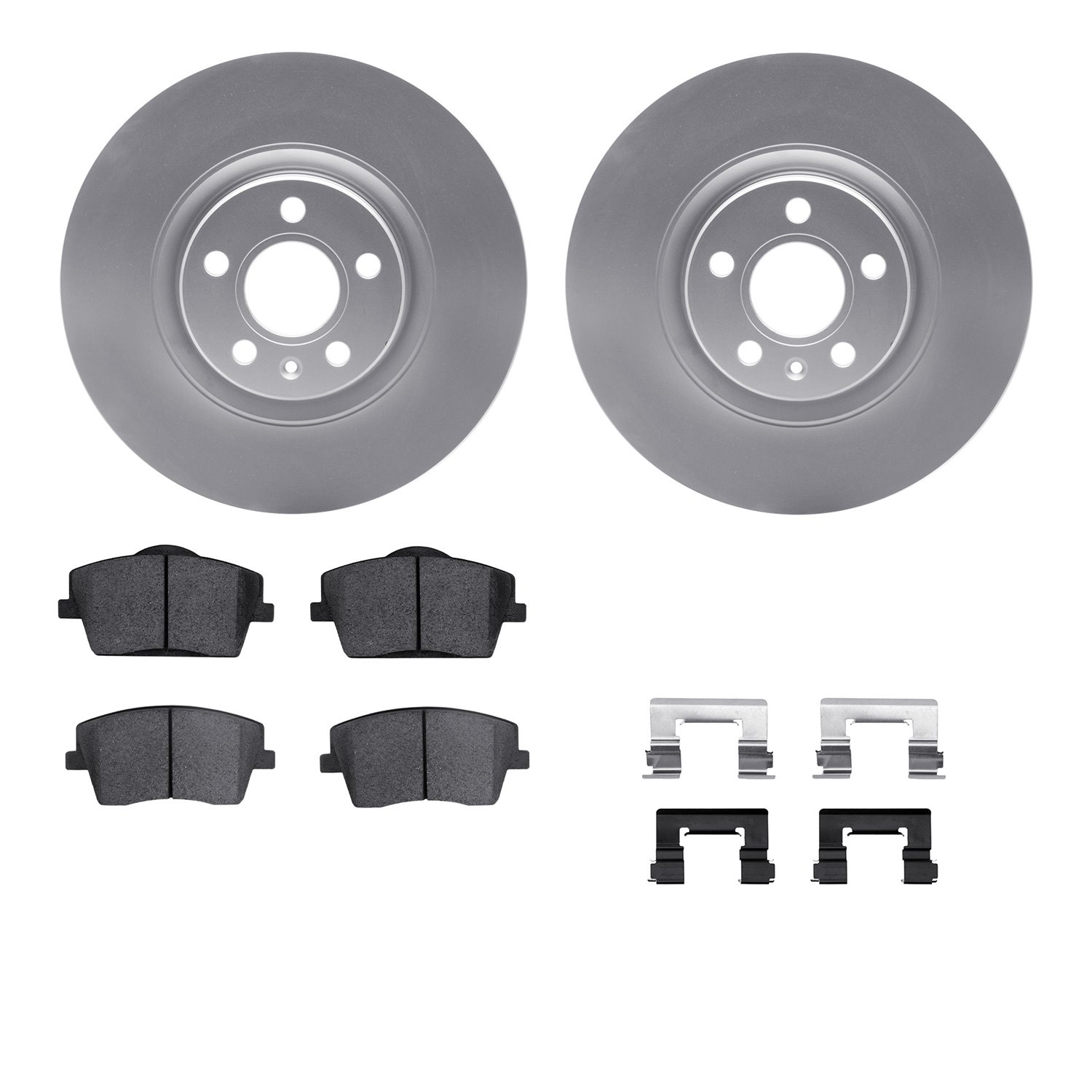 4512-27118 Geospec Brake Rotors w/5000 Advanced Brake Pads Kit & Hardware, Fits Select Volvo, Position: Front
