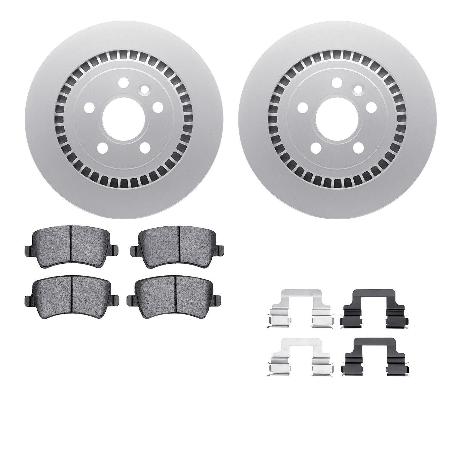 4512-27120 Geospec Brake Rotors w/5000 Advanced Brake Pads Kit & Hardware, 2016-2018 Volvo, Position: Rear