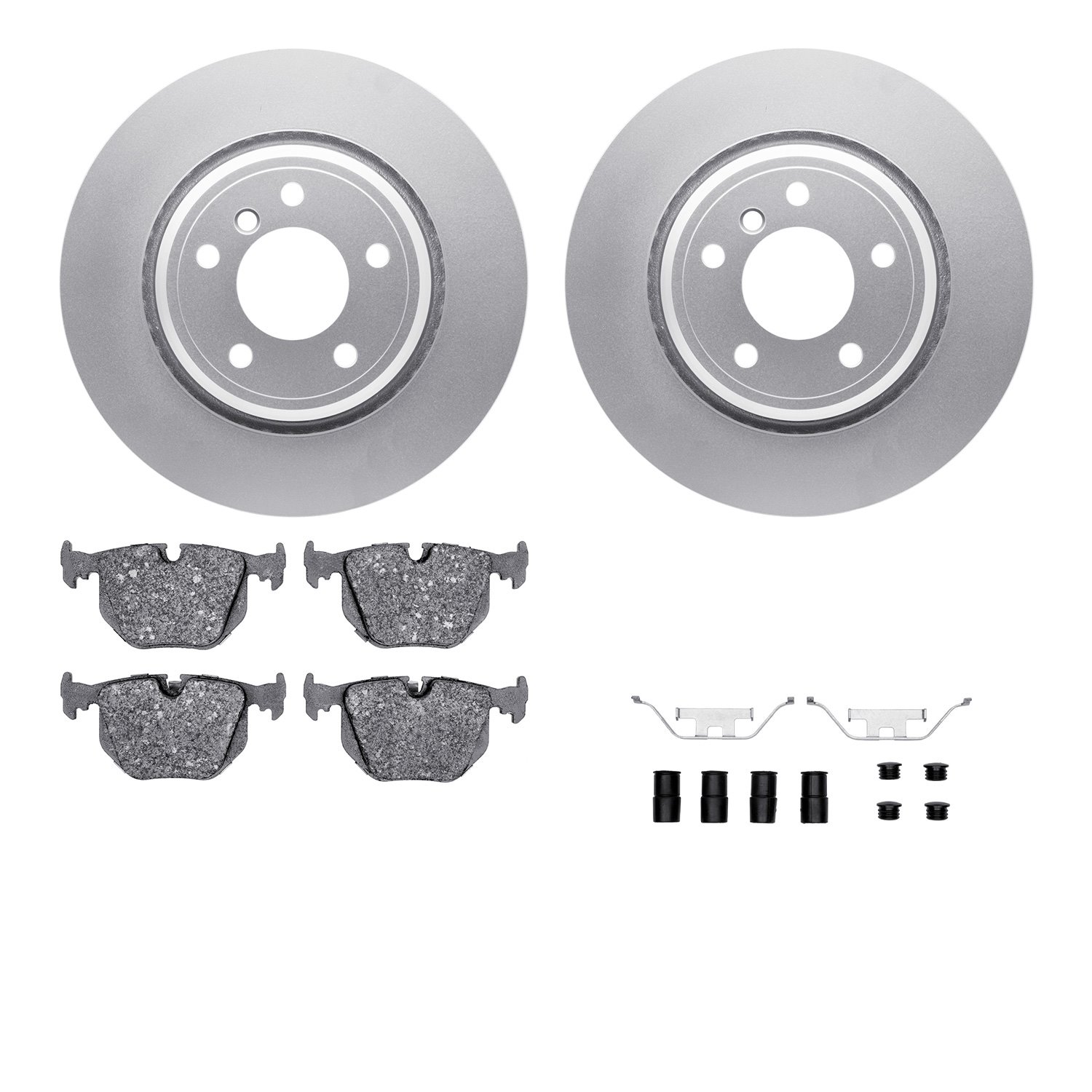 4512-31161 Geospec Brake Rotors w/5000 Advanced Brake Pads Kit & Hardware, 1995-2003 BMW, Position: Rear