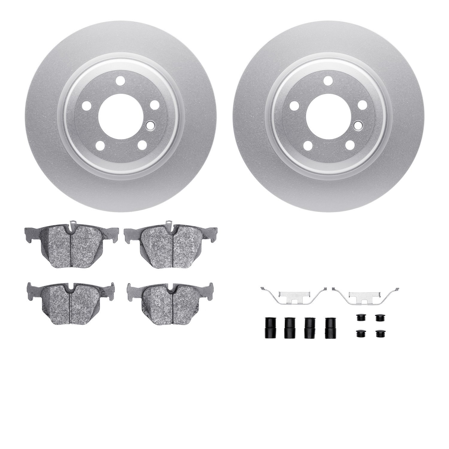 4512-31205 Geospec Brake Rotors w/5000 Advanced Brake Pads Kit & Hardware, 2006-2015 BMW, Position: Rear