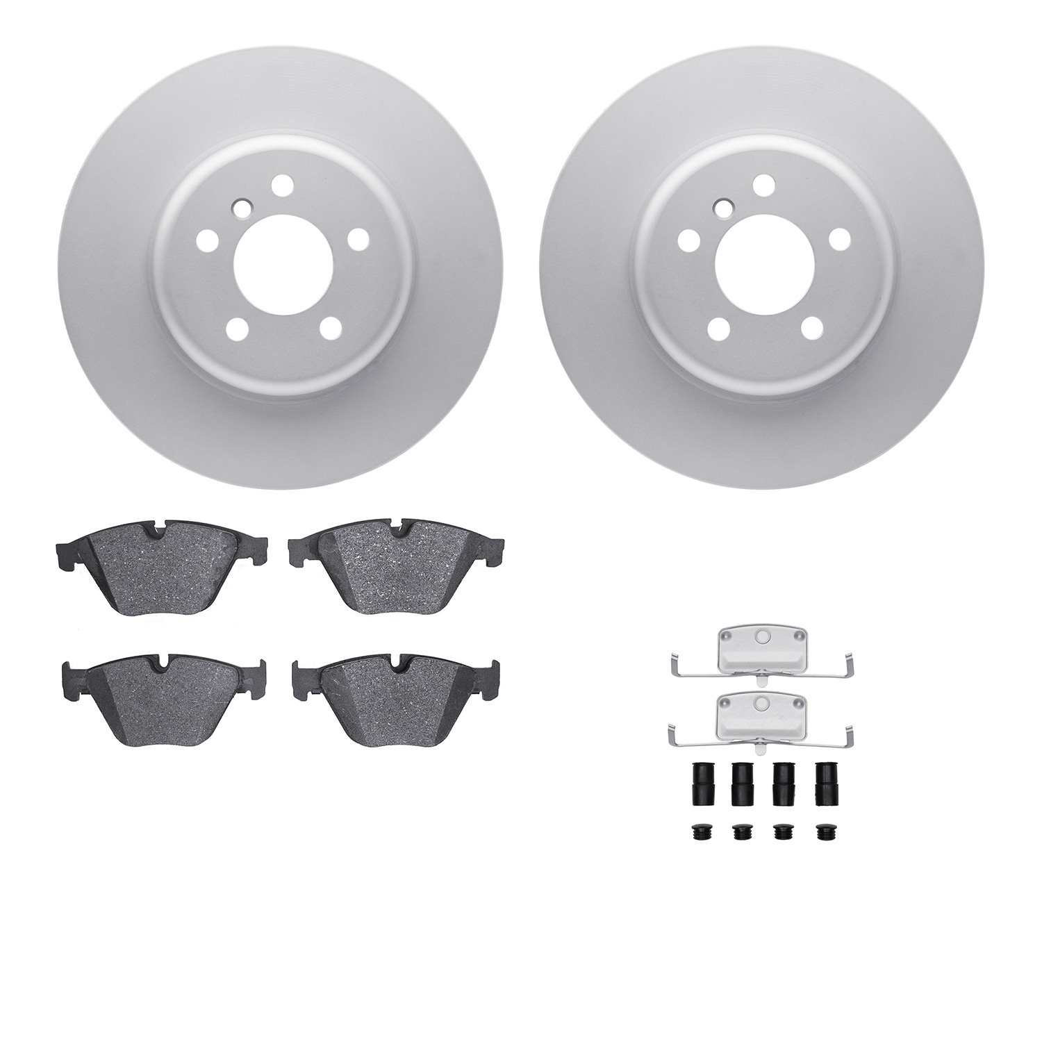 4512-31230 Geospec Brake Rotors w/5000 Advanced Brake Pads Kit & Hardware, 2011-2018 BMW, Position: Front