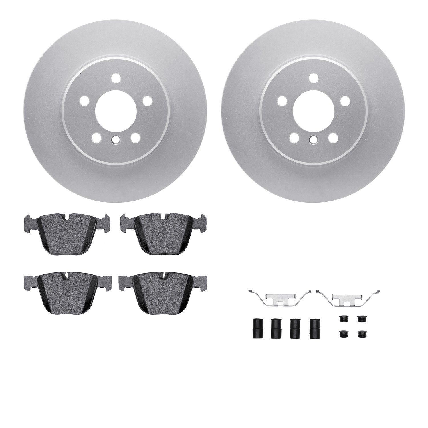 4512-31238 Geospec Brake Rotors w/5000 Advanced Brake Pads Kit & Hardware, 2010-2017 BMW, Position: Rear