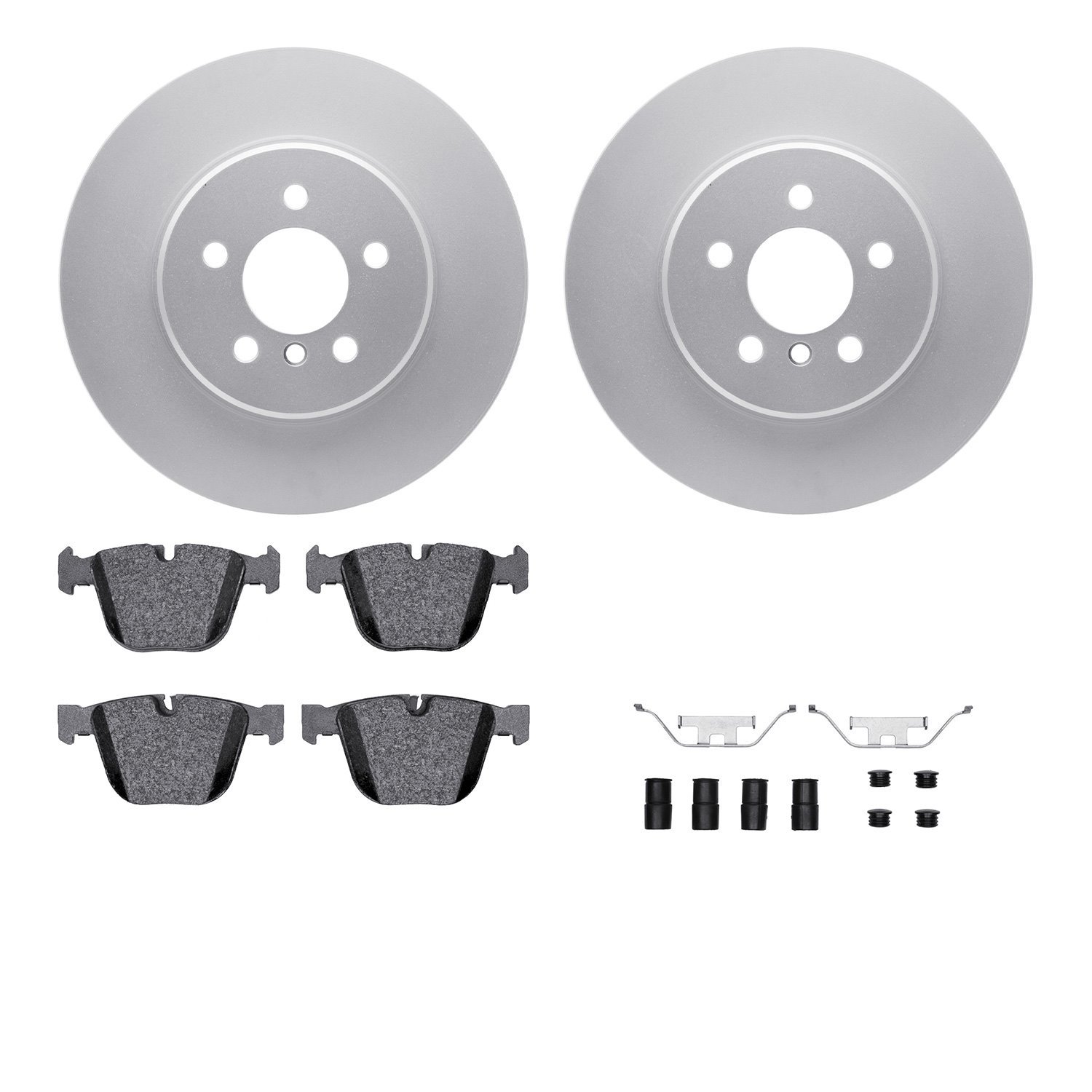 4512-31239 Geospec Brake Rotors w/5000 Advanced Brake Pads Kit & Hardware, 2011-2015 BMW, Position: Rear