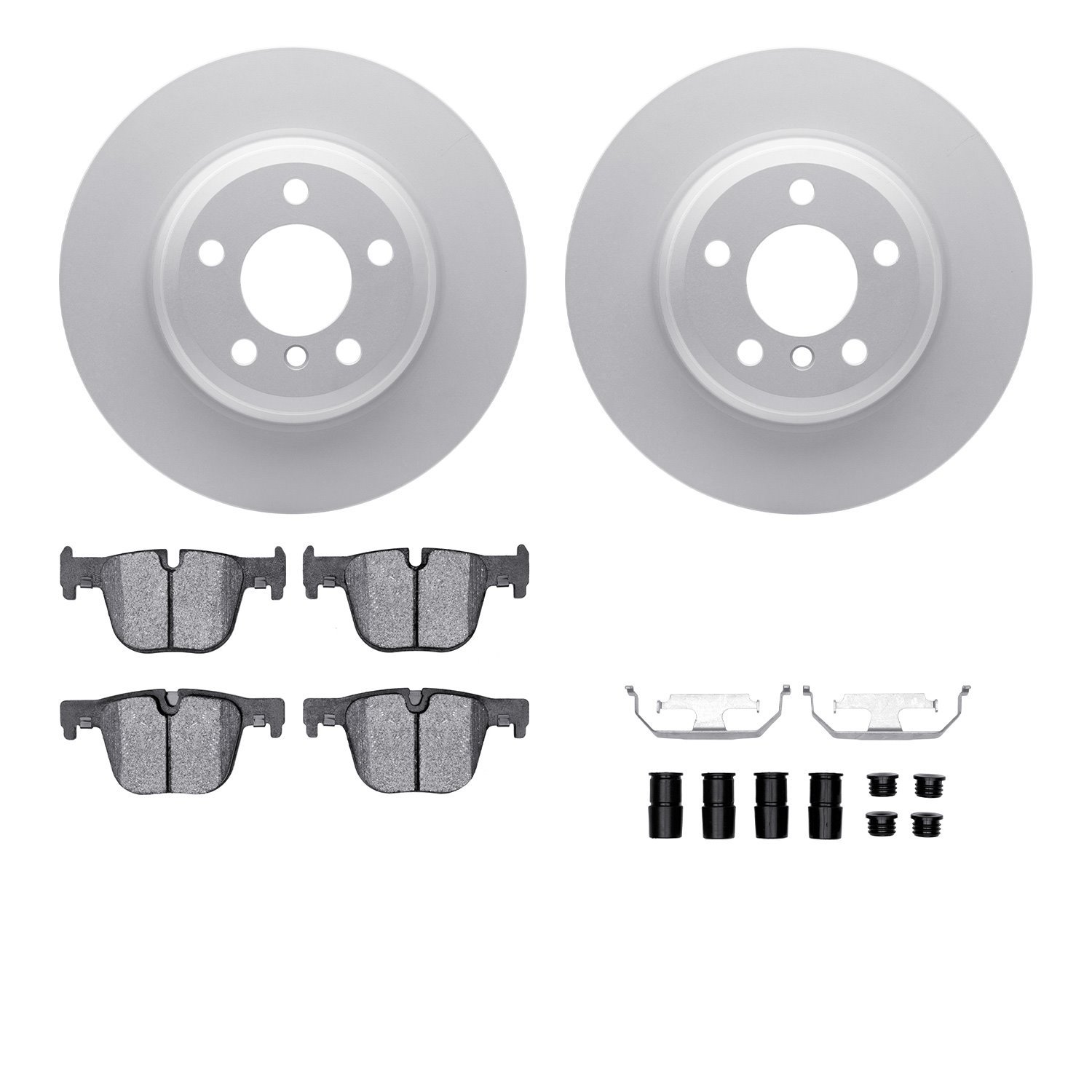 4512-31248 Geospec Brake Rotors w/5000 Advanced Brake Pads Kit & Hardware, 2012-2020 BMW, Position: Rear