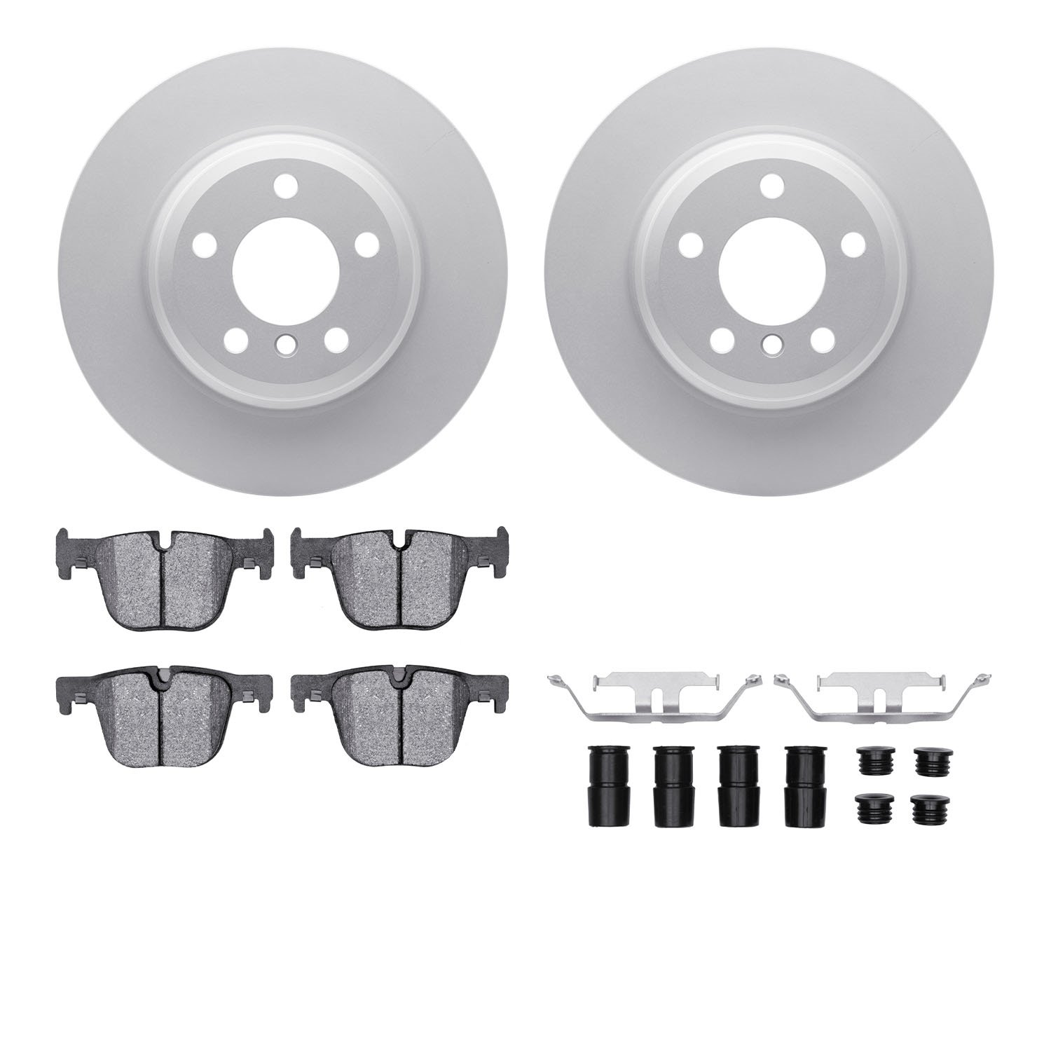 4512-31249 Geospec Brake Rotors w/5000 Advanced Brake Pads Kit & Hardware, 2014-2015 BMW, Position: Rear