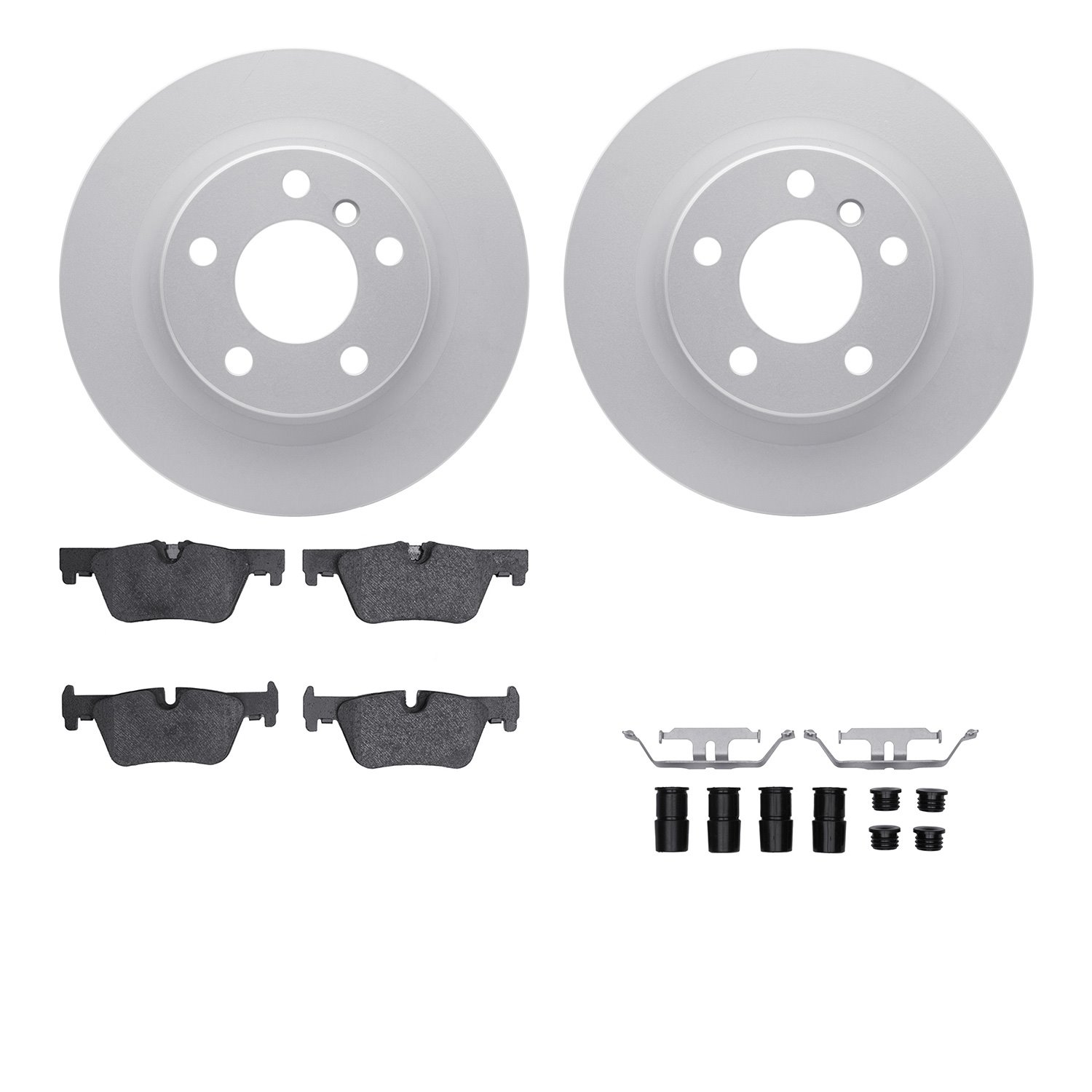 4512-31251 Geospec Brake Rotors w/5000 Advanced Brake Pads Kit & Hardware, 2012-2021 BMW, Position: Rear