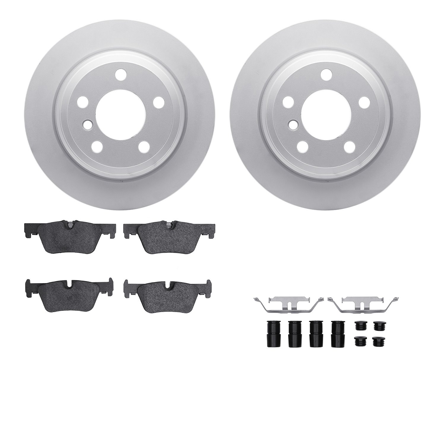 4512-31258 Geospec Brake Rotors w/5000 Advanced Brake Pads Kit & Hardware, 2013-2020 BMW, Position: Rear
