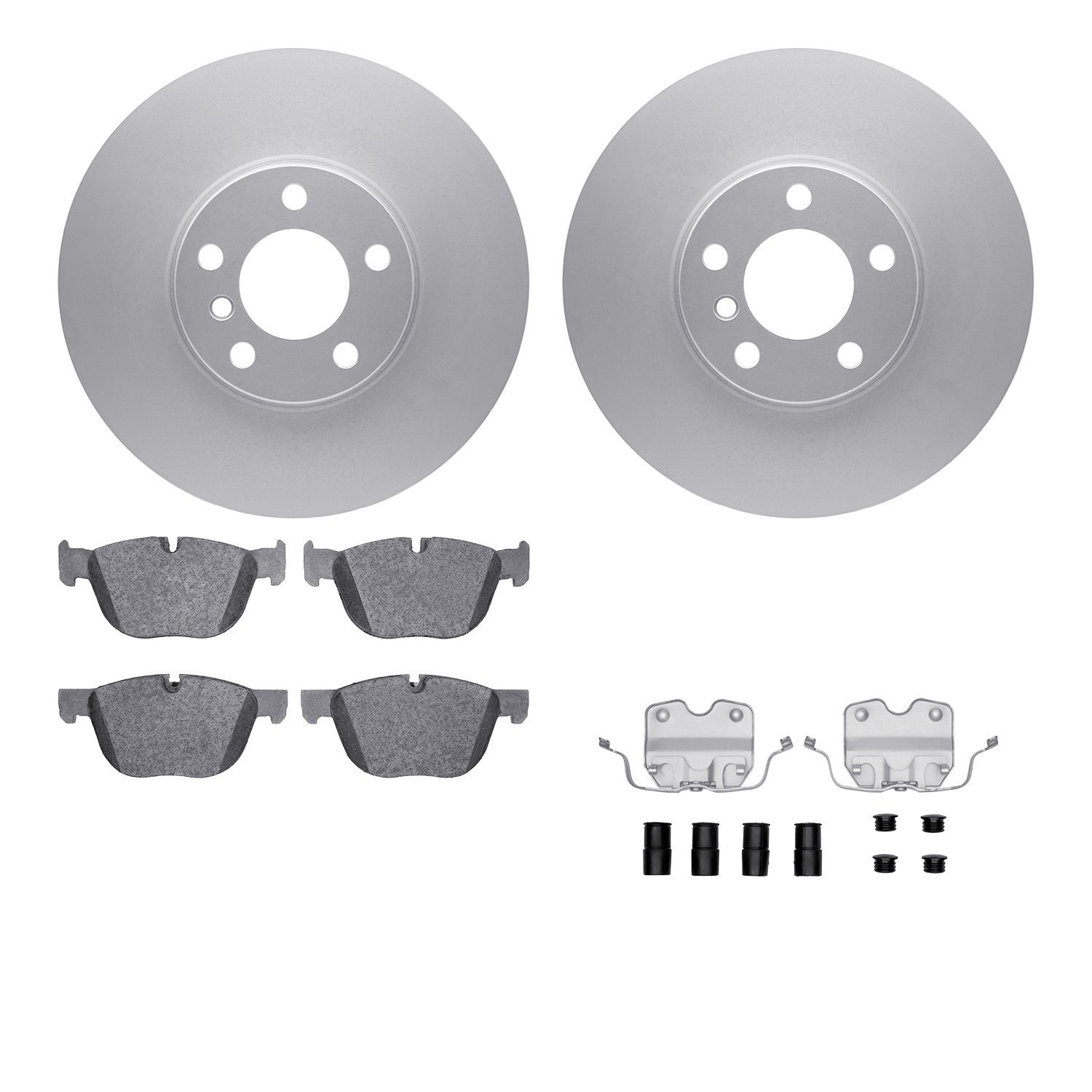 4512-31281 Geospec Brake Rotors w/5000 Advanced Brake Pads Kit & Hardware, 2014-2019 BMW, Position: Front