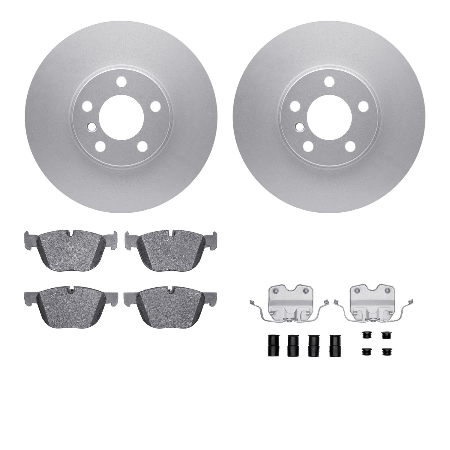 4512-31282 Geospec Brake Rotors w/5000 Advanced Brake Pads Kit & Hardware, 2007-2014 BMW, Position: Front