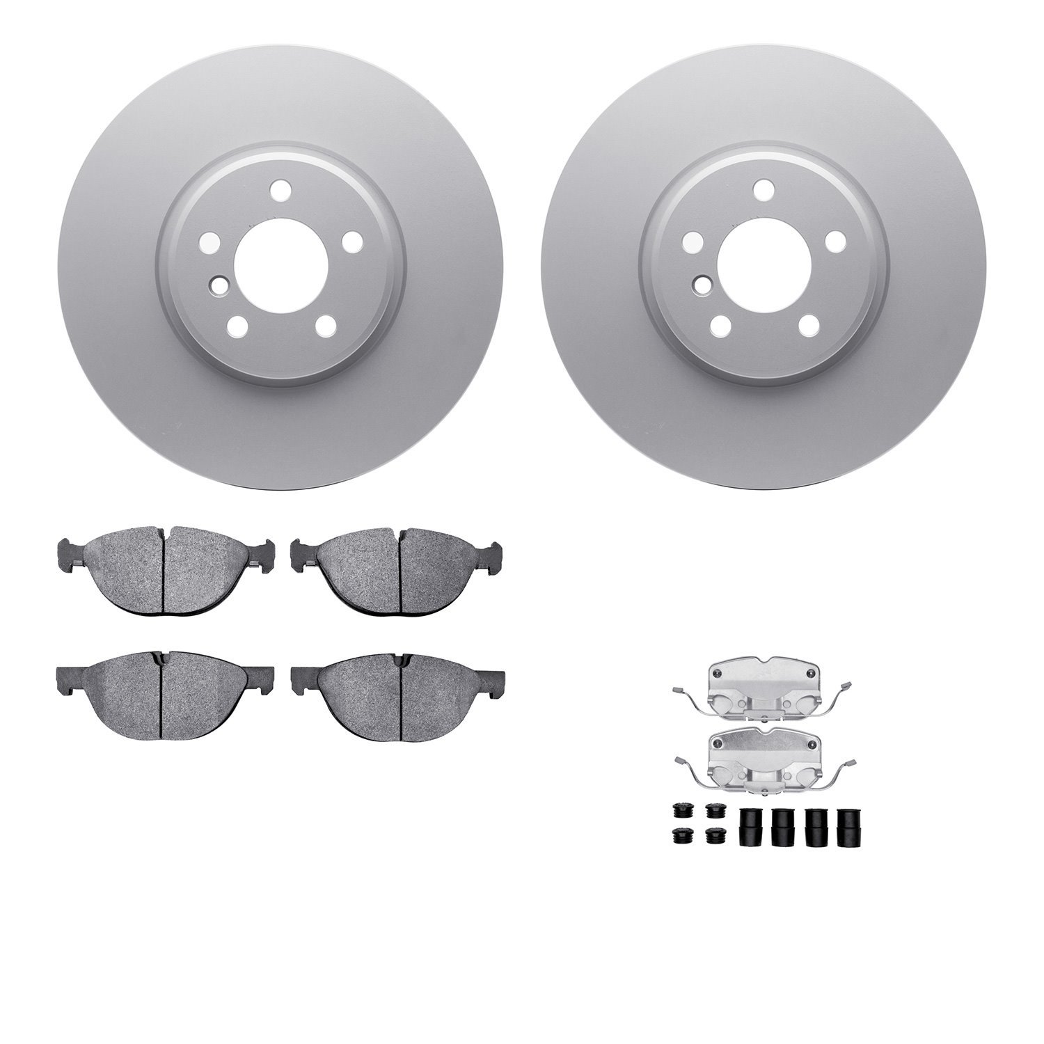 4512-31284 Geospec Brake Rotors w/5000 Advanced Brake Pads Kit & Hardware, 2014-2019 BMW, Position: Front