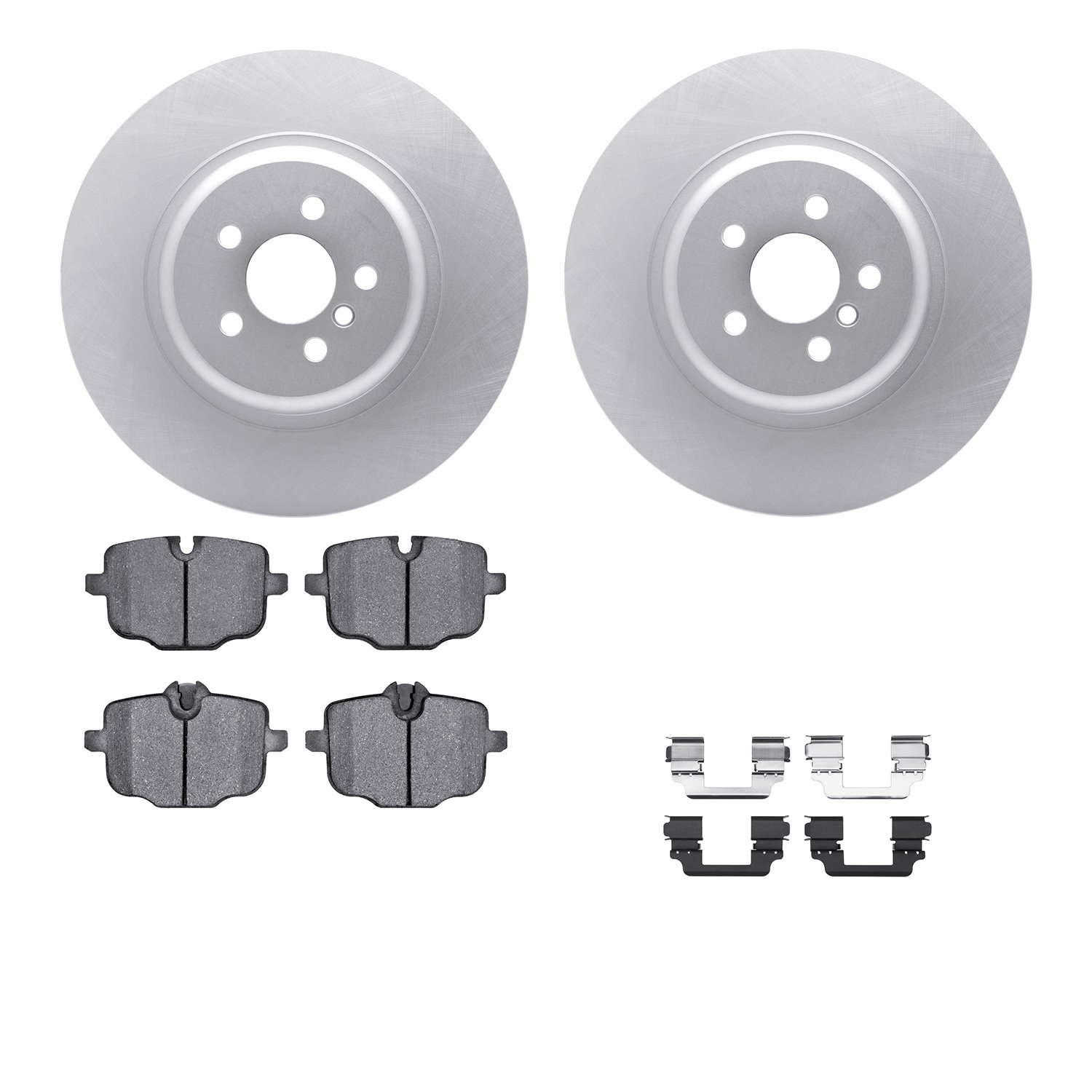 4512-31293 Geospec Brake Rotors w/5000 Advanced Brake Pads Kit & Hardware, 2016-2020 BMW, Position: Rear