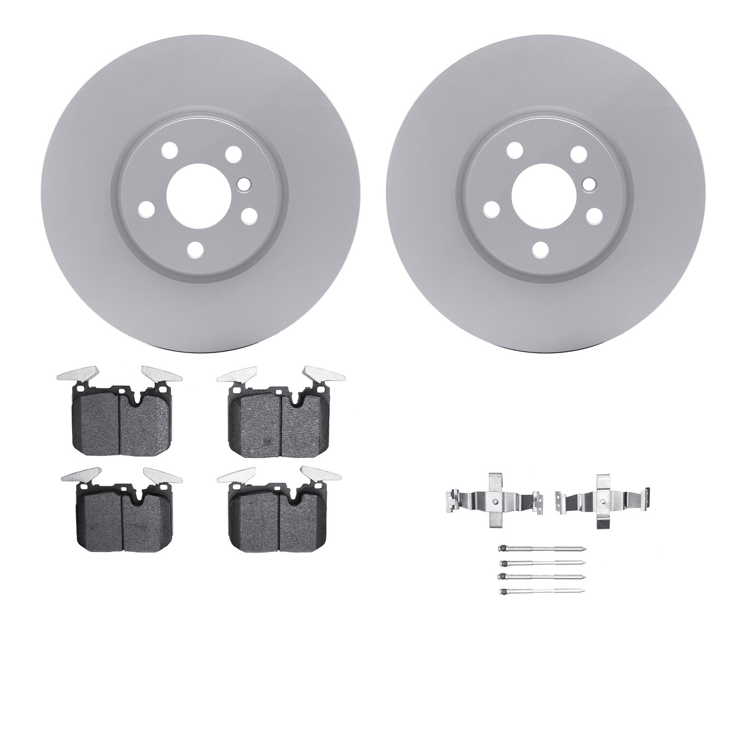 4512-32000 Geospec Brake Rotors w/5000 Advanced Brake Pads Kit & Hardware, Fits Select Mini, Position: Front